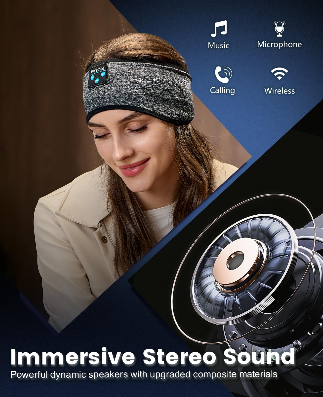 Perytong Sleep Headphones Wireless, Bluetooth Sports Headband Headphones with Ul - Perytong Official Product View 4