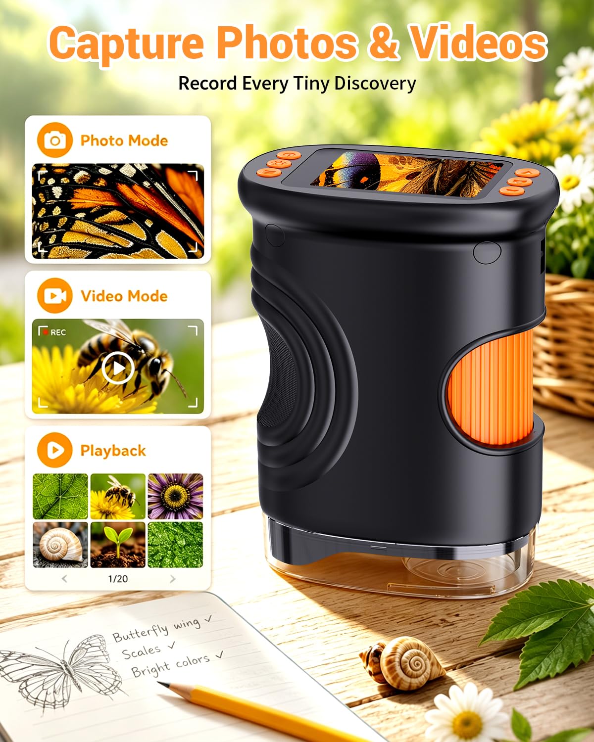 Ashfly Kids Magnifying Glass 2-inch Digital Handheld Microscope f - Ashfly Official Product View 6
