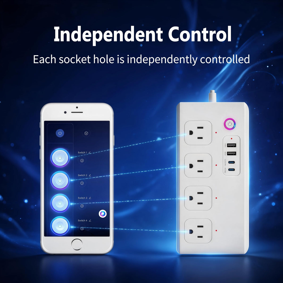 Zigbee Smart Power Strip Surge Protector Extension Cord w 4 - Jinvocloud Official Imagery - 8