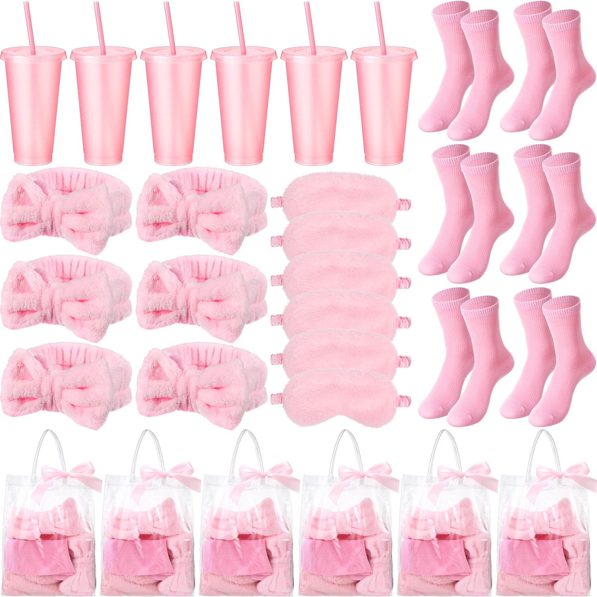 31 Pcs Spa Party Favors Pink Bow Headband Eye Mask Bridal - Suncalla Official Imagery - 2