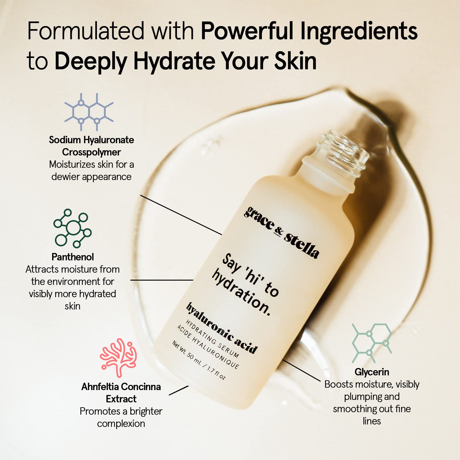grace &amp; stella Award Winning Hyaluronic Acid Serum (50ml/1.7 - grace &amp; stella
