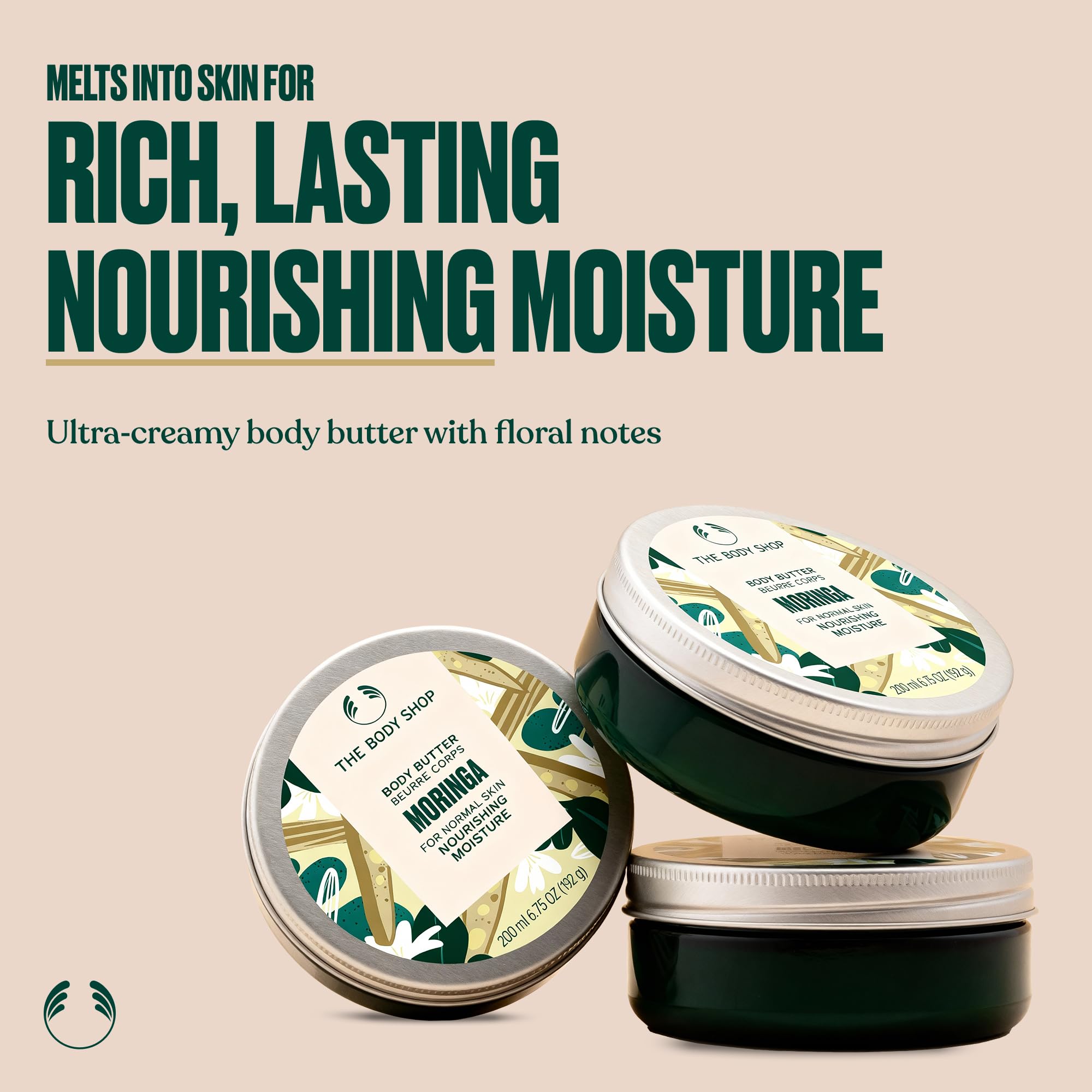The Body Shop Moringa Body Butter – Nourishing & Moisturizing Skincare for Dry Skin – Vegan – 6.75 oz