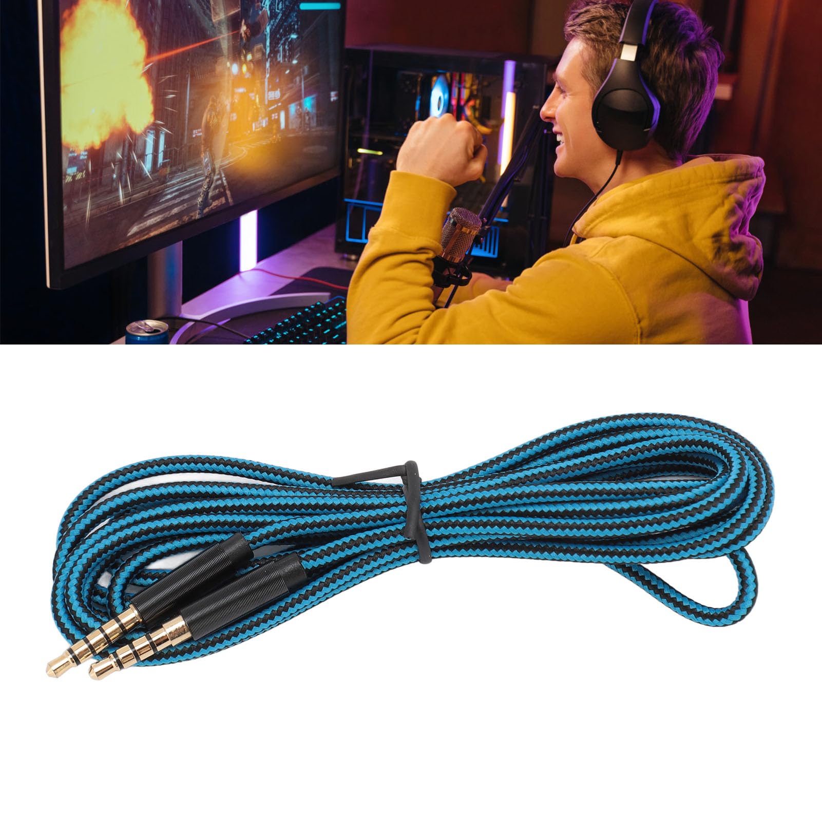 ASHATA 3.5mm 5 Pole Plug to 4 Pole Plug Cable, Compatible A30 Hea by ASHATA - Angle View 6