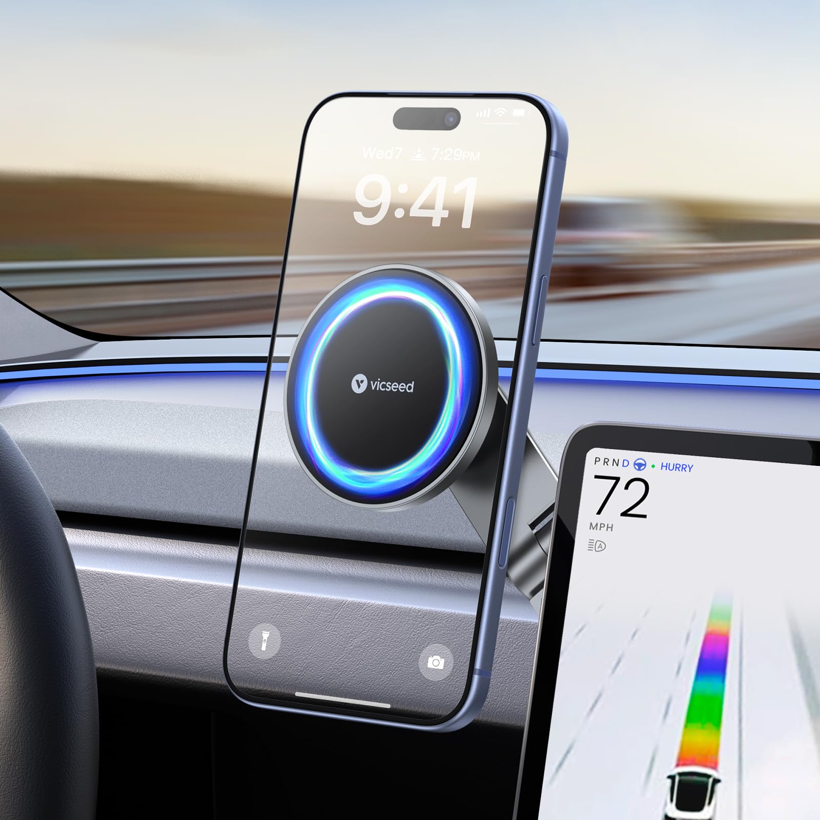 VICSEED Tesla Phone Mount【Strongest Magnet Power】Foldable Hidden Tesla Phone - VICSEED Official Product View 1