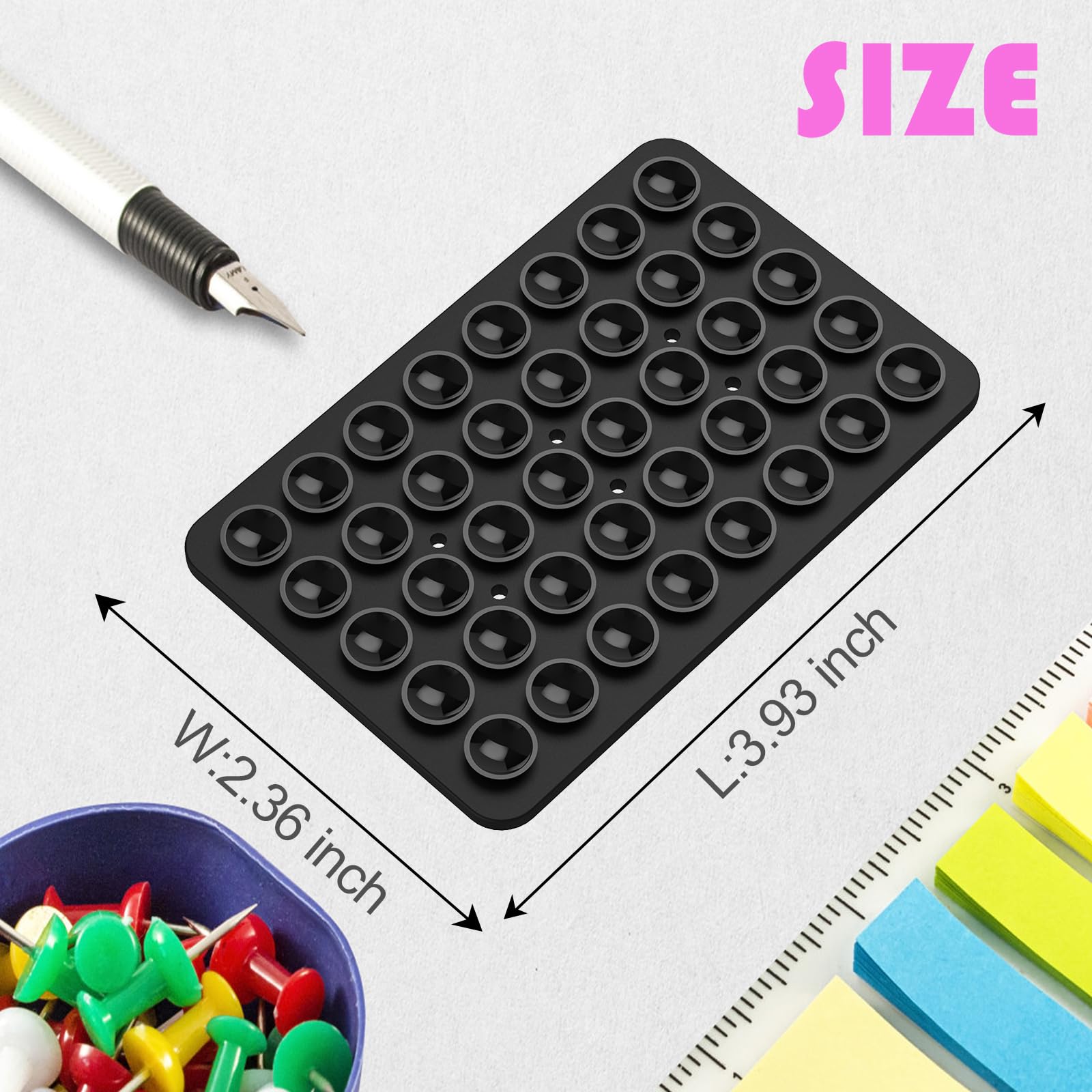 CMZZ double-sided silicone suction phone holder mount attached to bathroom mirror, suitable for iPhone and Android, black and white colors