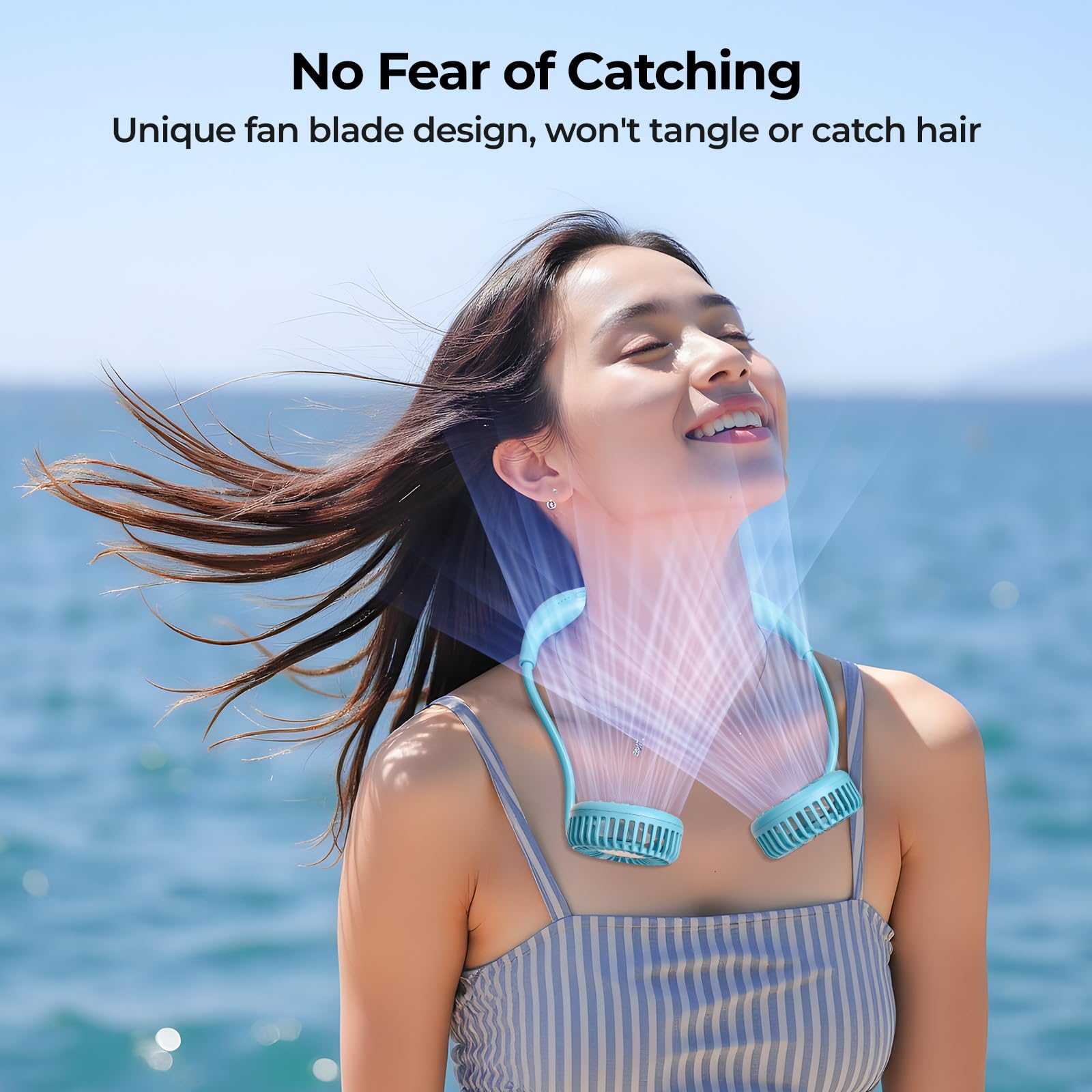AMACOOL Portable Neck Fan, Lightweight Wearable with Hands-Free C by AMACOOL - Angle View 4