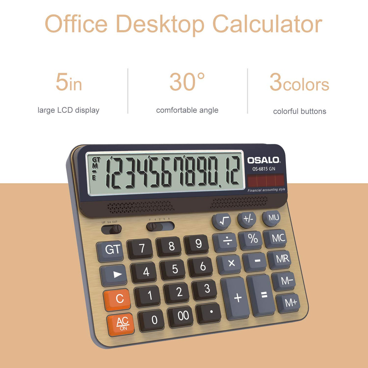 Desktop Calculator Extra Large 5 Inch LCD Display 12 Digit - pendancy Official Imagery - 4