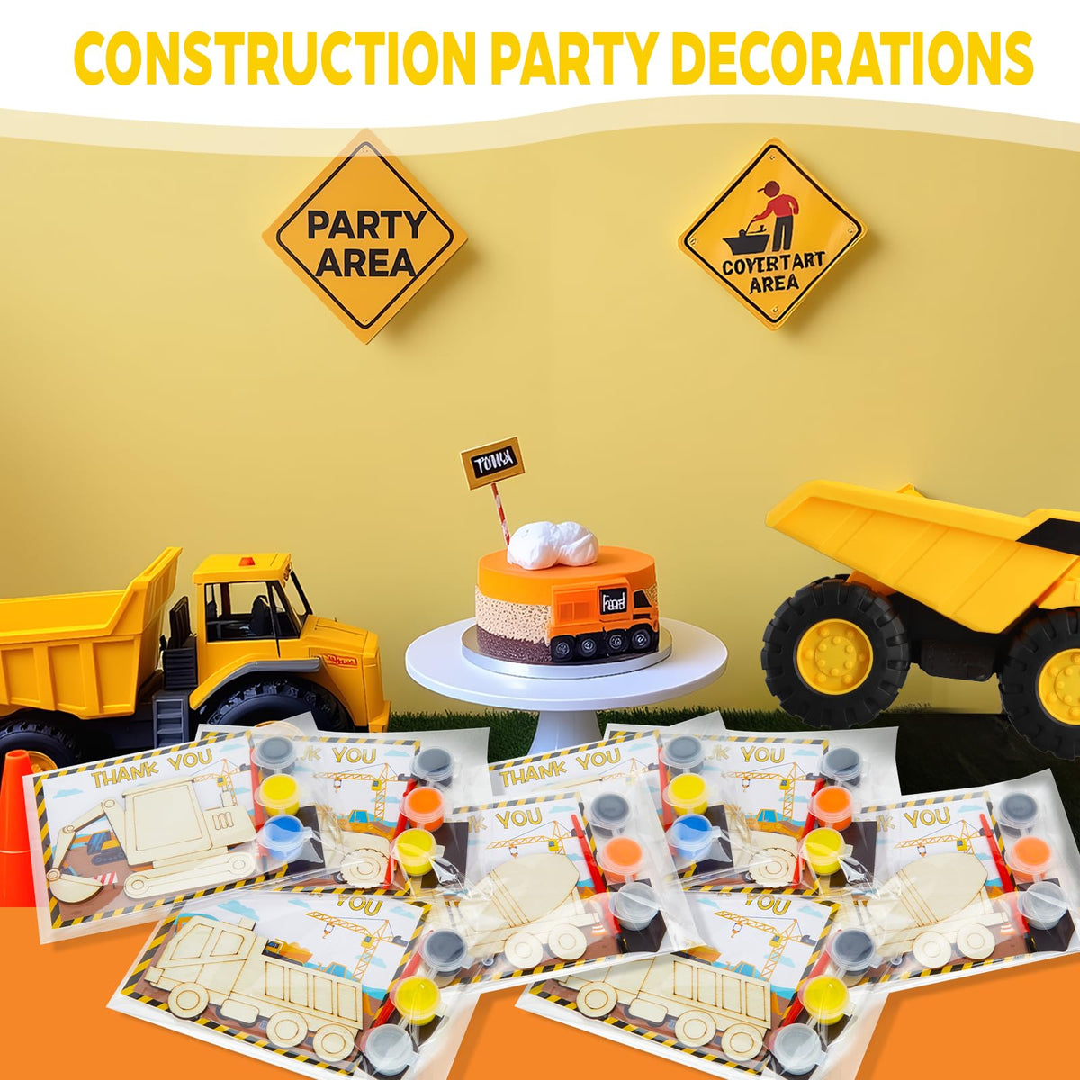 Bafeil 24 Set Construction Birthday Party Supplies Trucks - Bafeil Official Imagery - 5