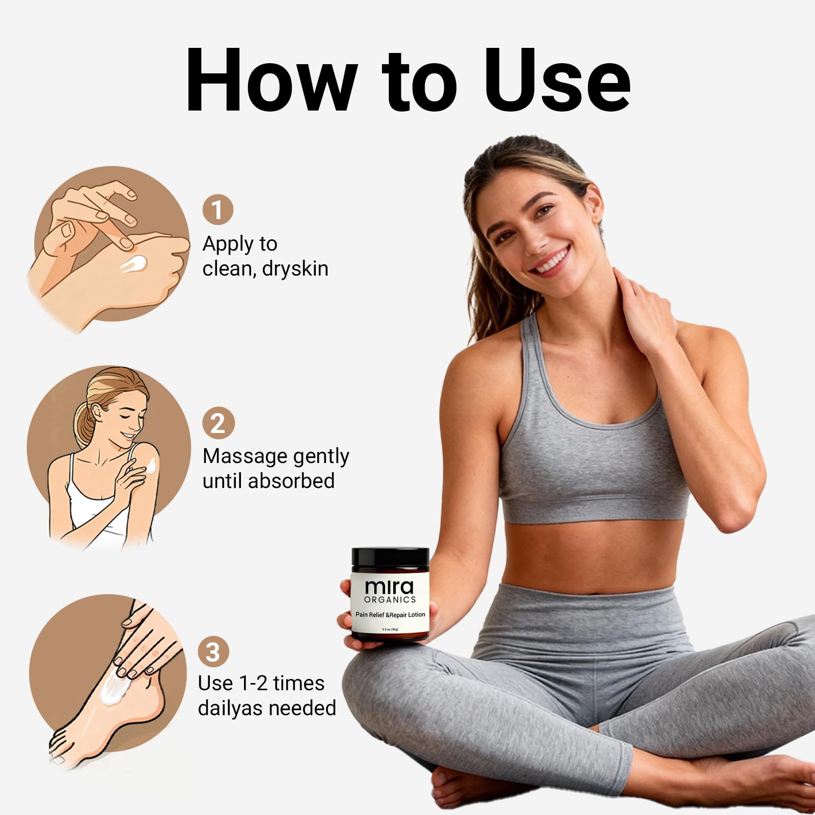 Fiyy6vc Mira Relief Repair Lotion with magnesium and botanicals, 3.5 fl oz, soothing skin moisturizer with natural ingredients.
