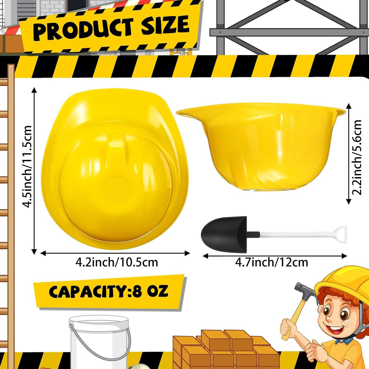 Uiifan 24 Sets Construction Hat Bowls with Shovel Spoons 8 - Uiifan Official Imagery - 4