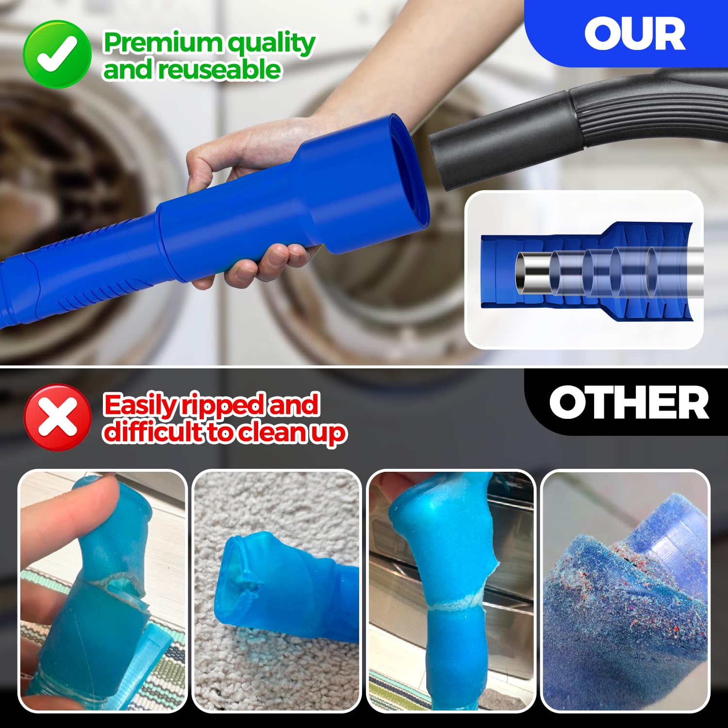 Holikme Dryer Vent Cleaner Kit 2Pack - Lint Vacuum Attachment & B by Holikme - Angle View 2