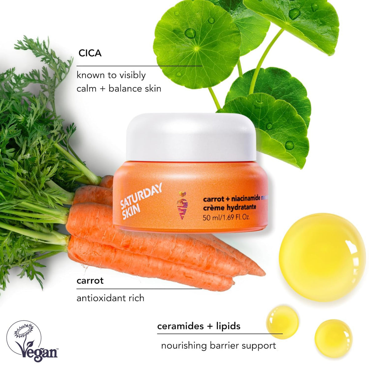Saturday Skin Carrot Niacinamide Moisturizer Ceramide - Saturday Skin Official Product Imagery - 5