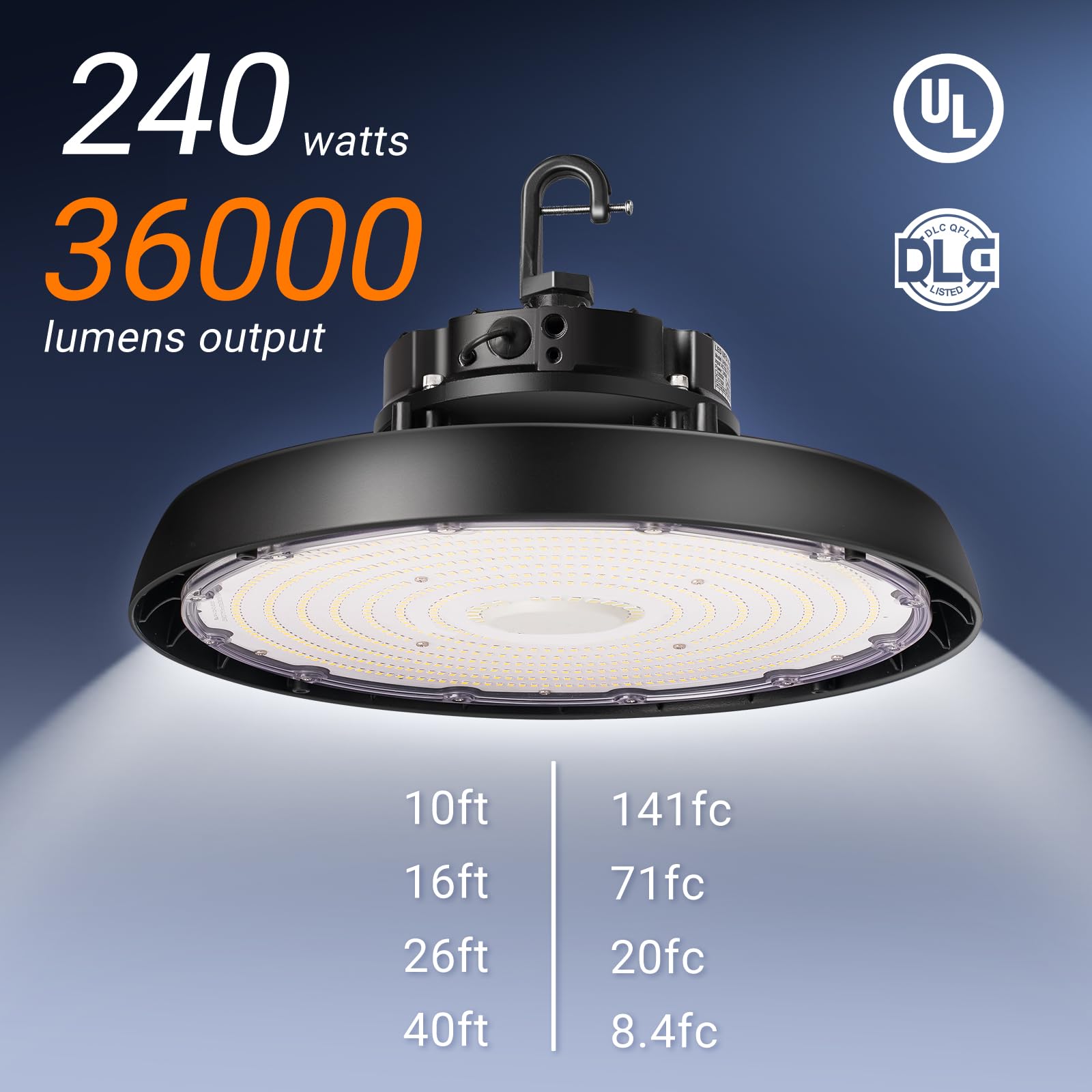 Vemofoper UFO LED High Bay Light 240W UL DLC Listed Ultra Bright - Vemofoper Official Product View 2