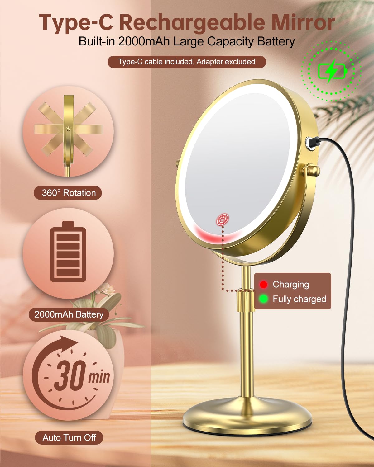 7 Lighted Makeup Mirror with 3 Color Lights 10X - Benbilry Official Imagery - 7