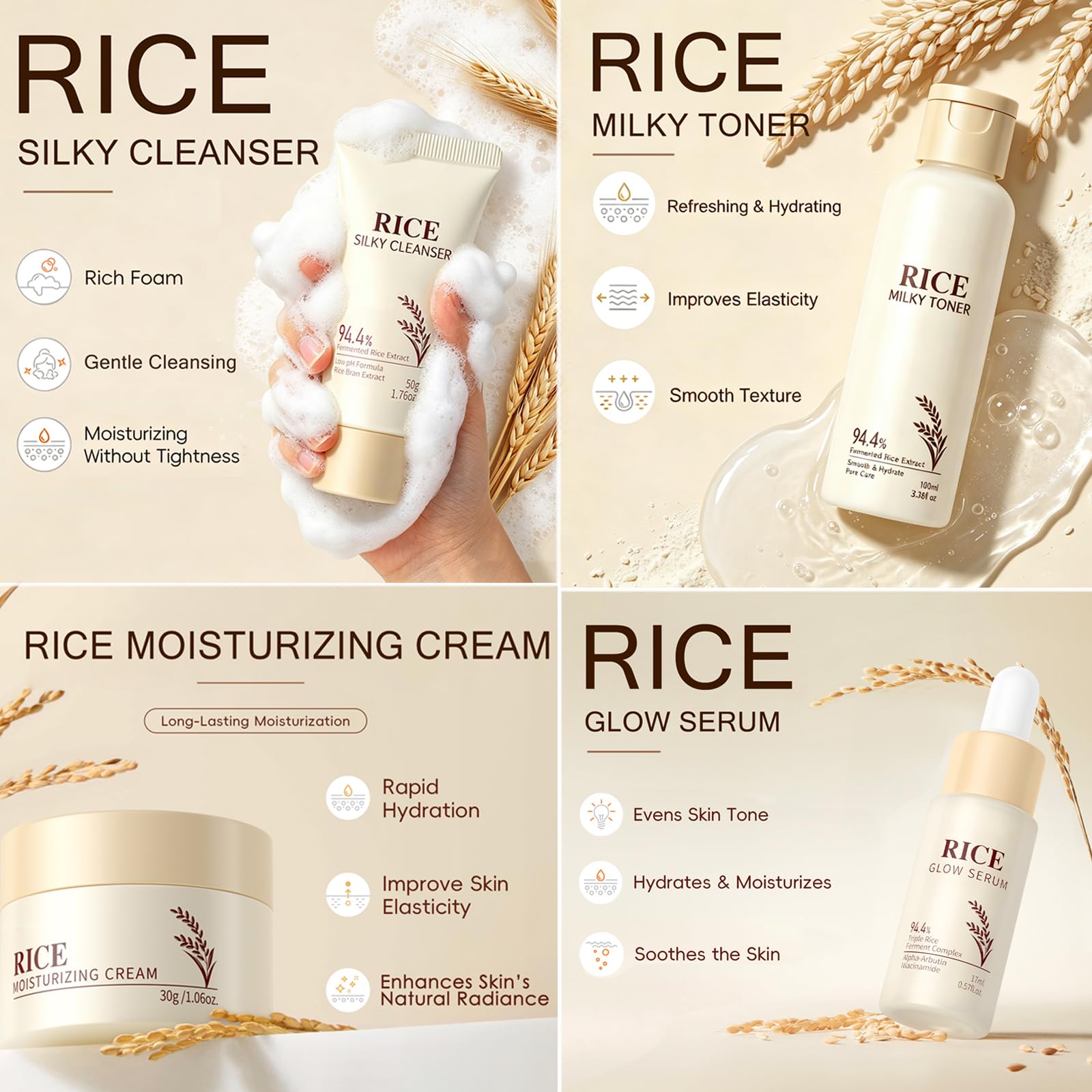 13PCS Korean Skin Care Set Rice Skincare Daily Skin Care for - BliBling Official Imagery - 5