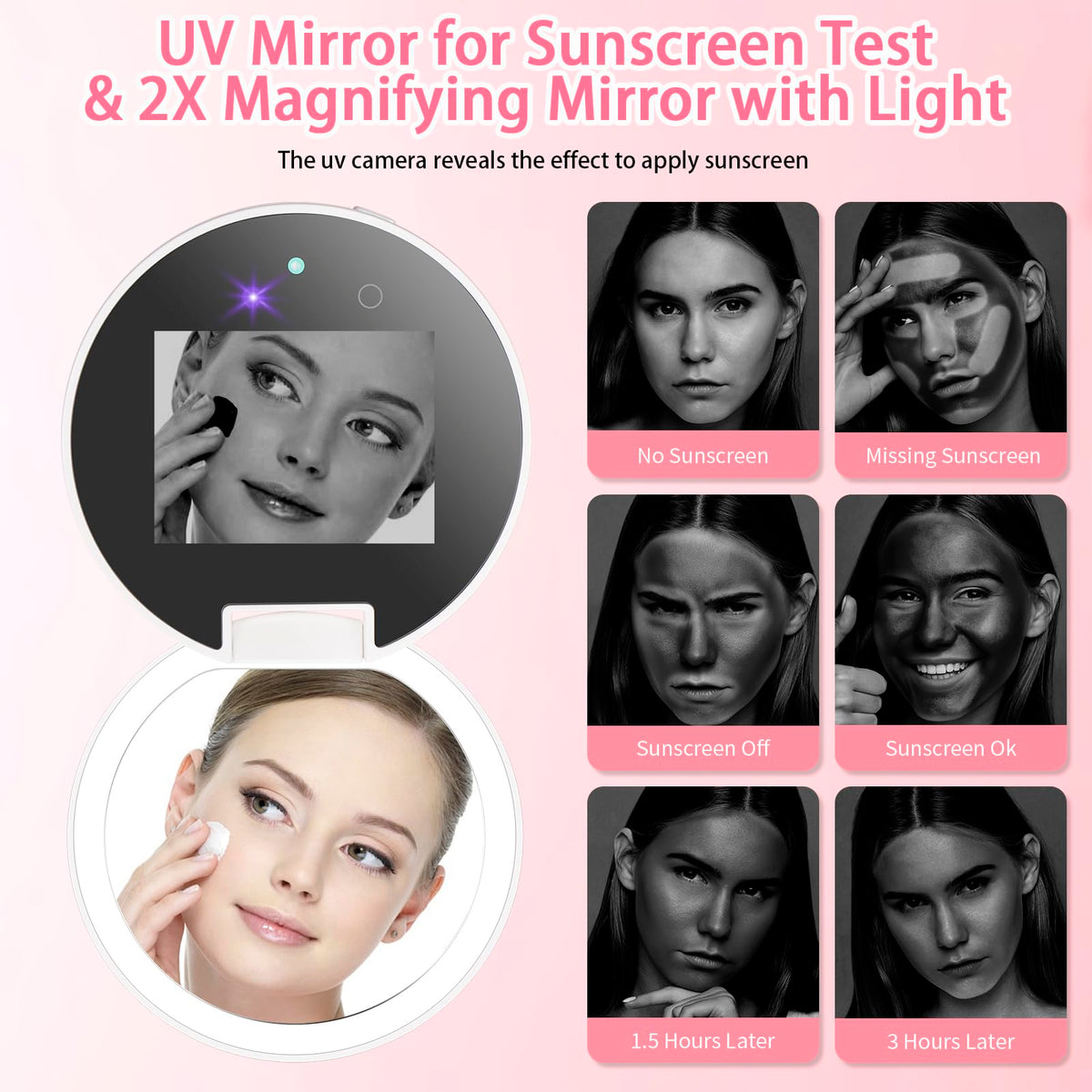 DESCHEN UV Camera Mirror for Sunscreen Test with 2X Makeup - DESCHEN Official Imagery - 6