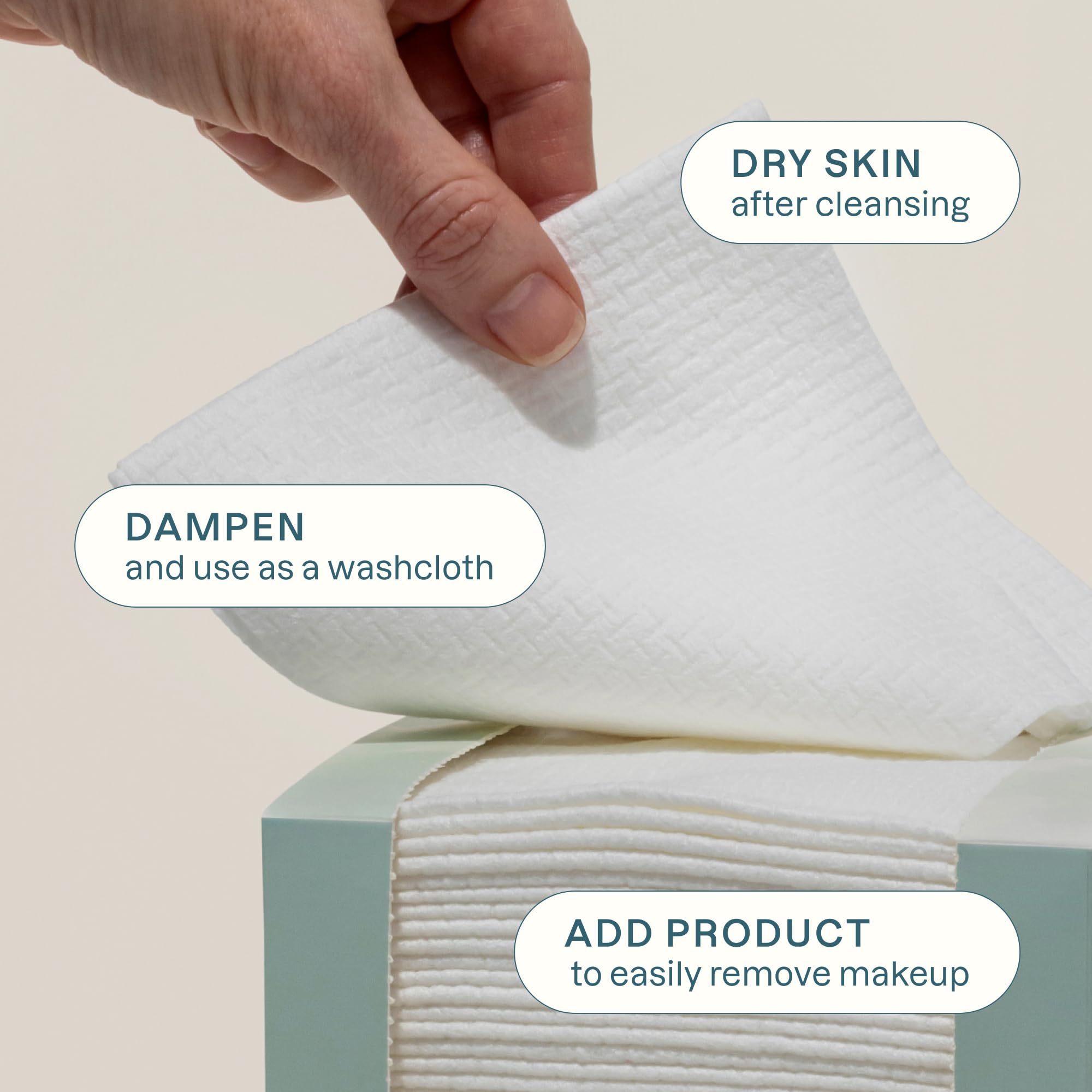 Cliganic Face Towels XL, Disposable Makeup Remover, Soft Dry Wipes, 50 - View 3