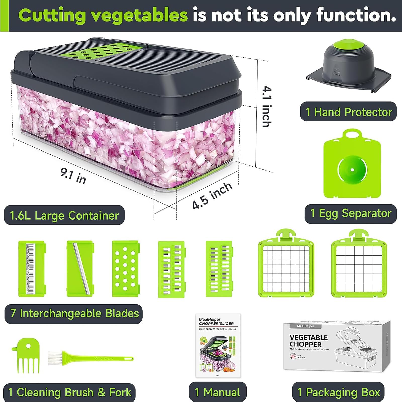 MealHelper 12-in-1 Vegetable Chopper, Food Veggie Chopper With Container - MealHelper Official Product View 2