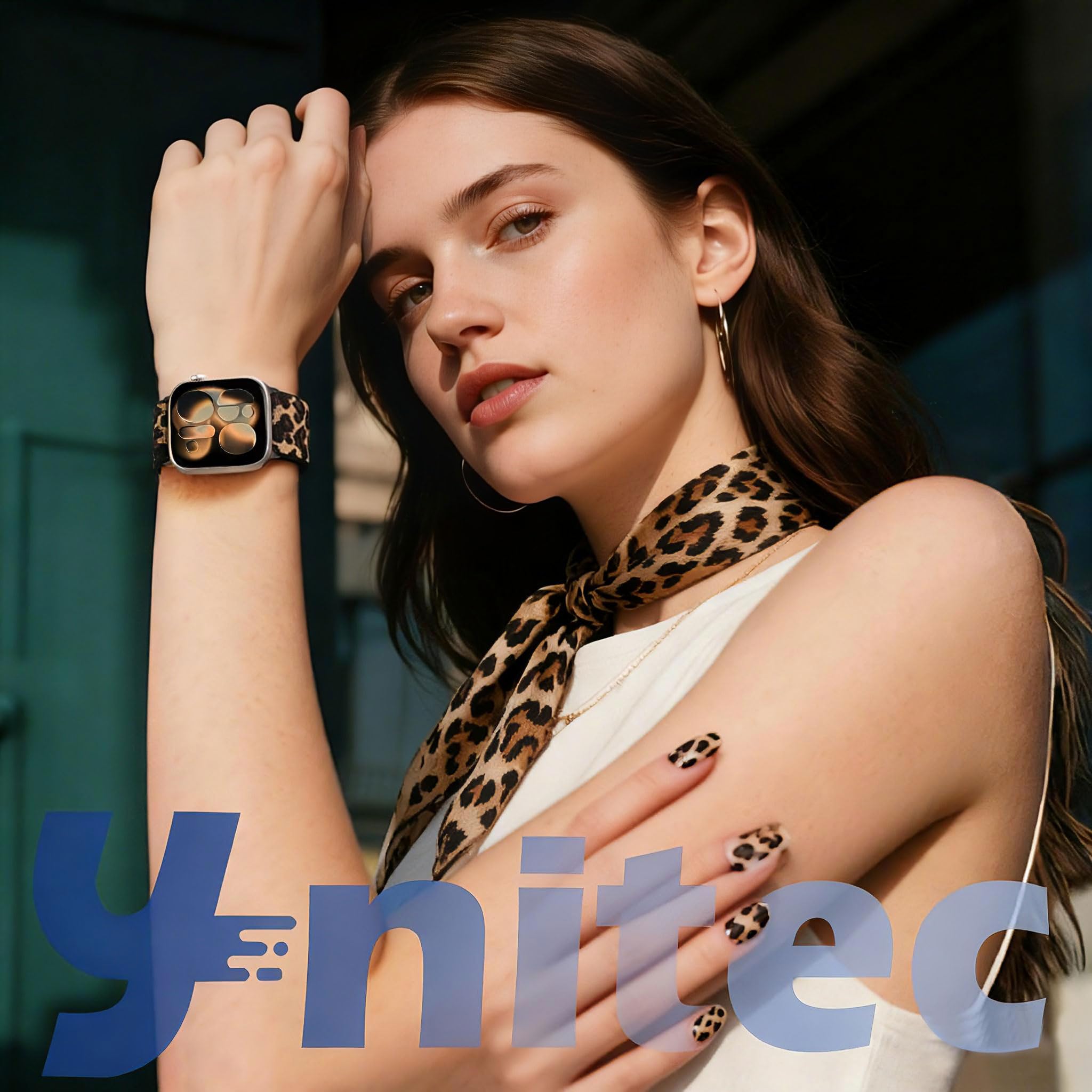Ynitec Leopard Stretchy Band for Apple Watch 40mm 38mm 41mm 42mm, Spor - View 4