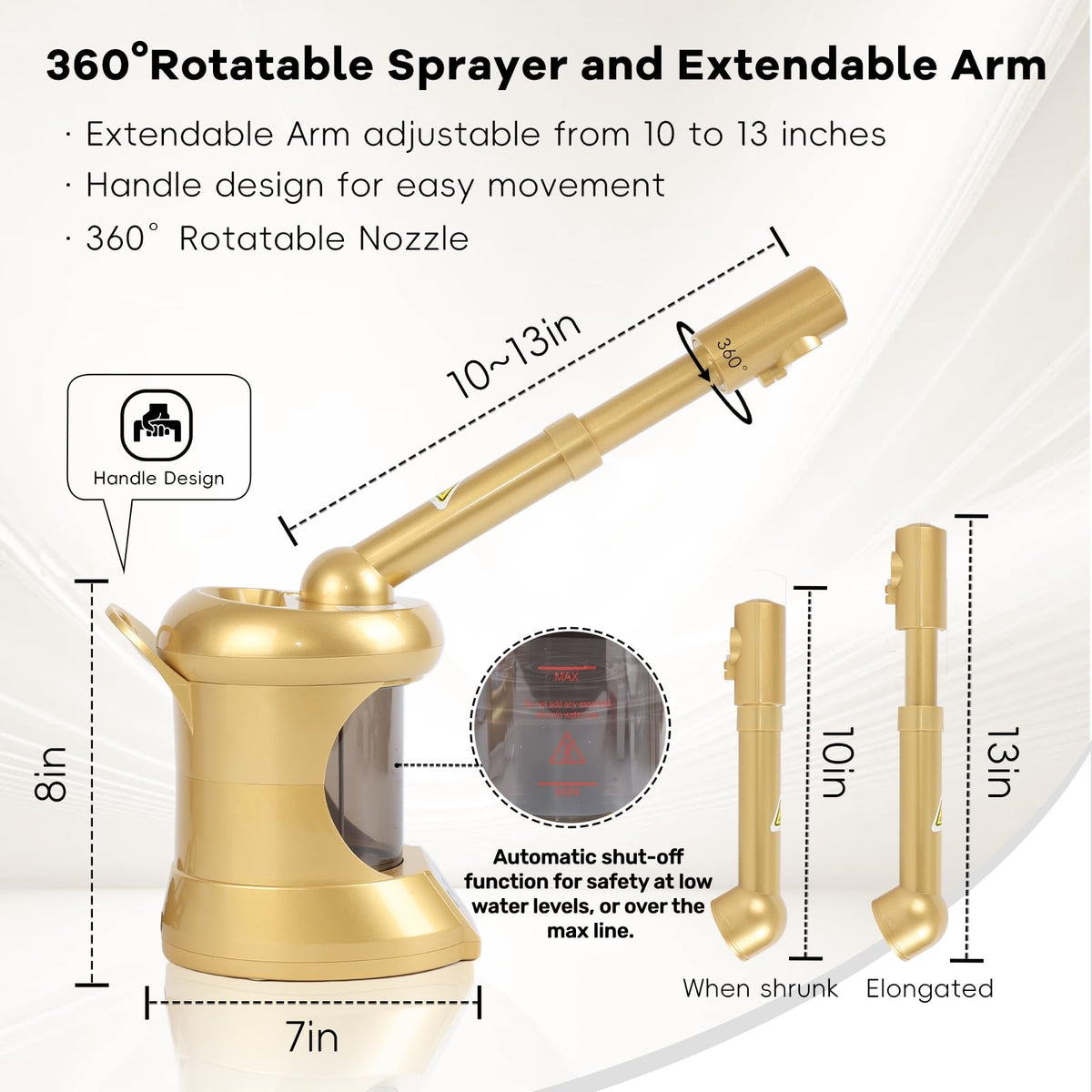Facial Steamer Nano Ionic Face Steamer with Extendable Arm - HSONBIUTY Official Imagery - 5