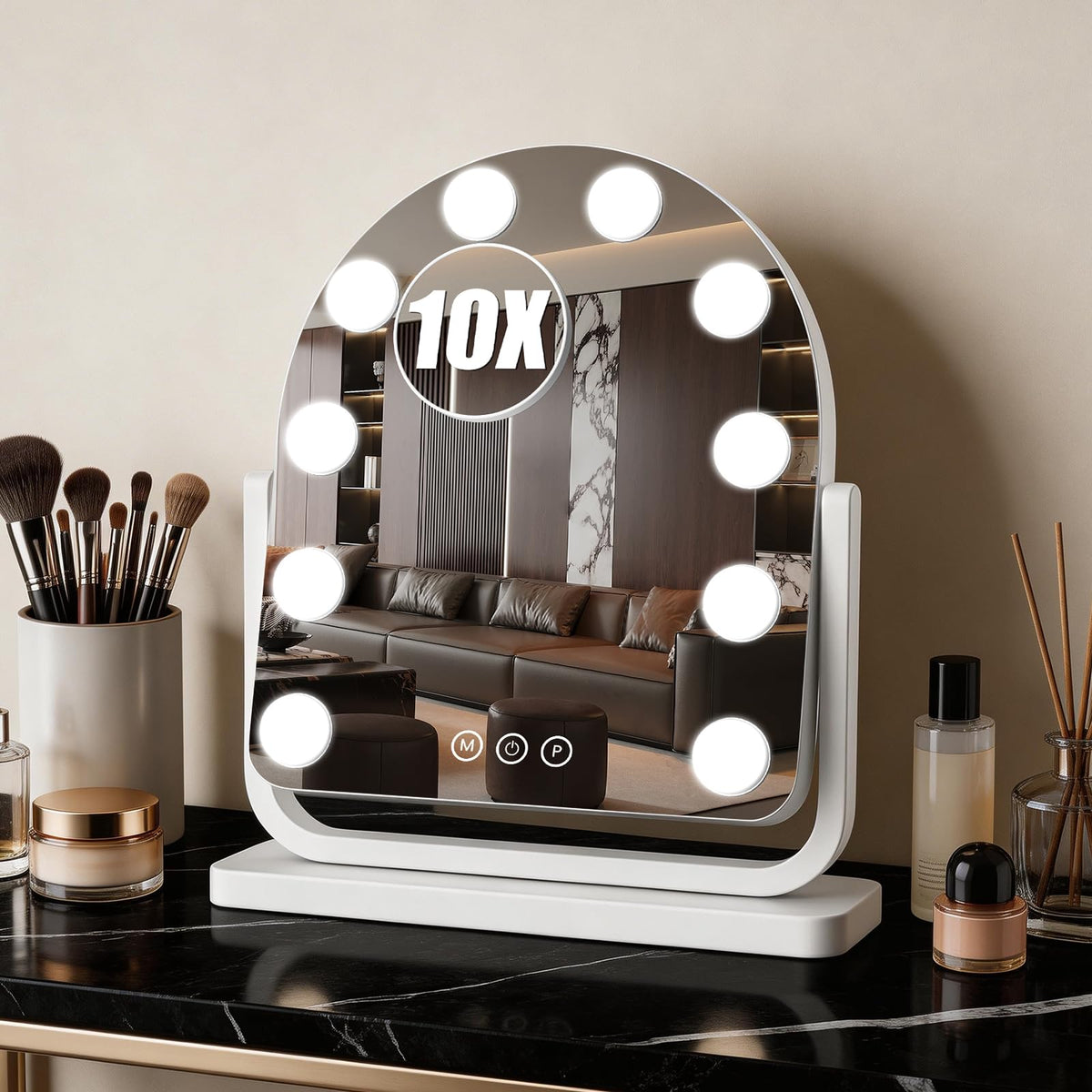 Rechargeable Arched Vanity Mirror with Lights 14 12 - Bearolve Official Imagery - 1