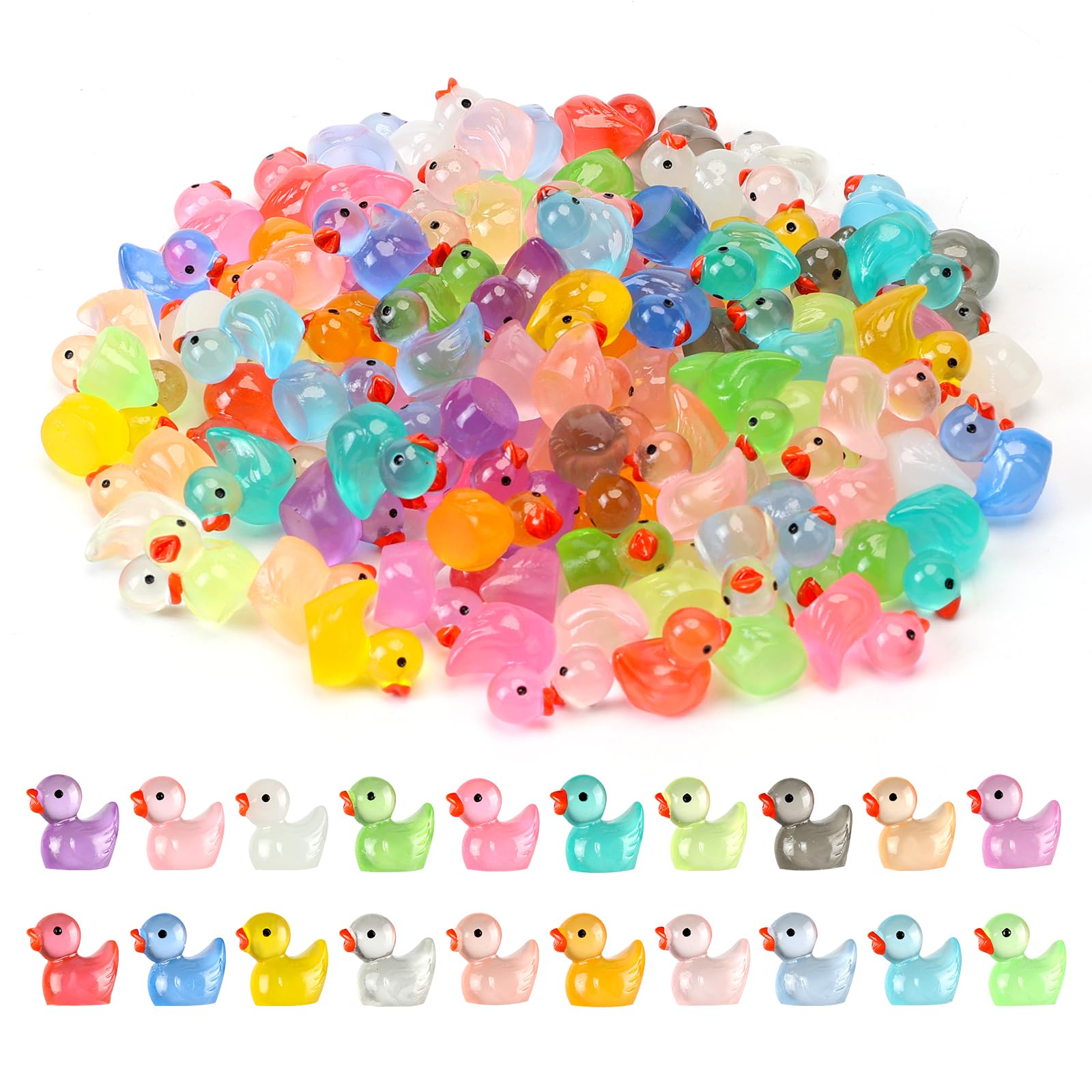 JWAJWY Mini Ducks 100 Pack Tiny Ducks Glow in The Dark - JWAJWY Official Product View 1
