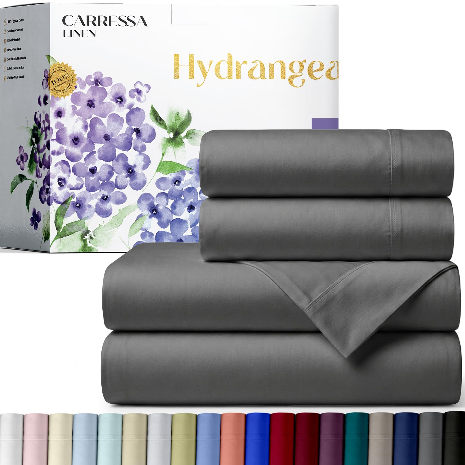 Carressa Linen 100% Egyptian Cotton Queen Sheet Set - 600 Series - Product Imagery
