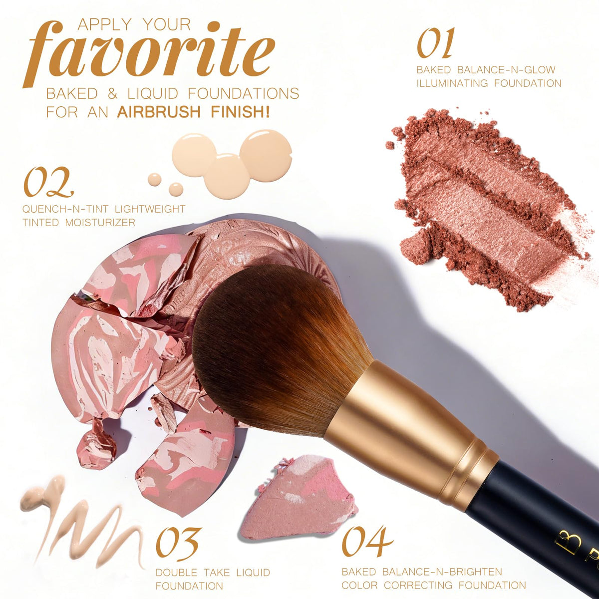 BS MALL Makeup Brushes Set with Kabuki Powder Eyeshadow - BS-MALL Official Imagery - 3
