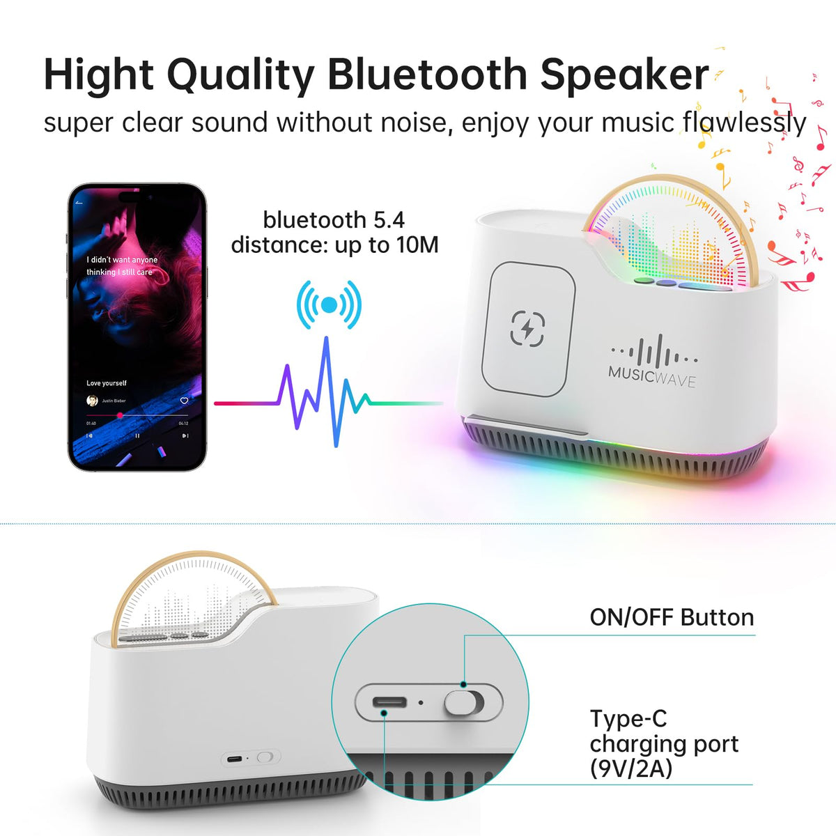 Night Light Bluetooth Speaker Phone Holder Touch Control - AUYLE Official Imagery - 4