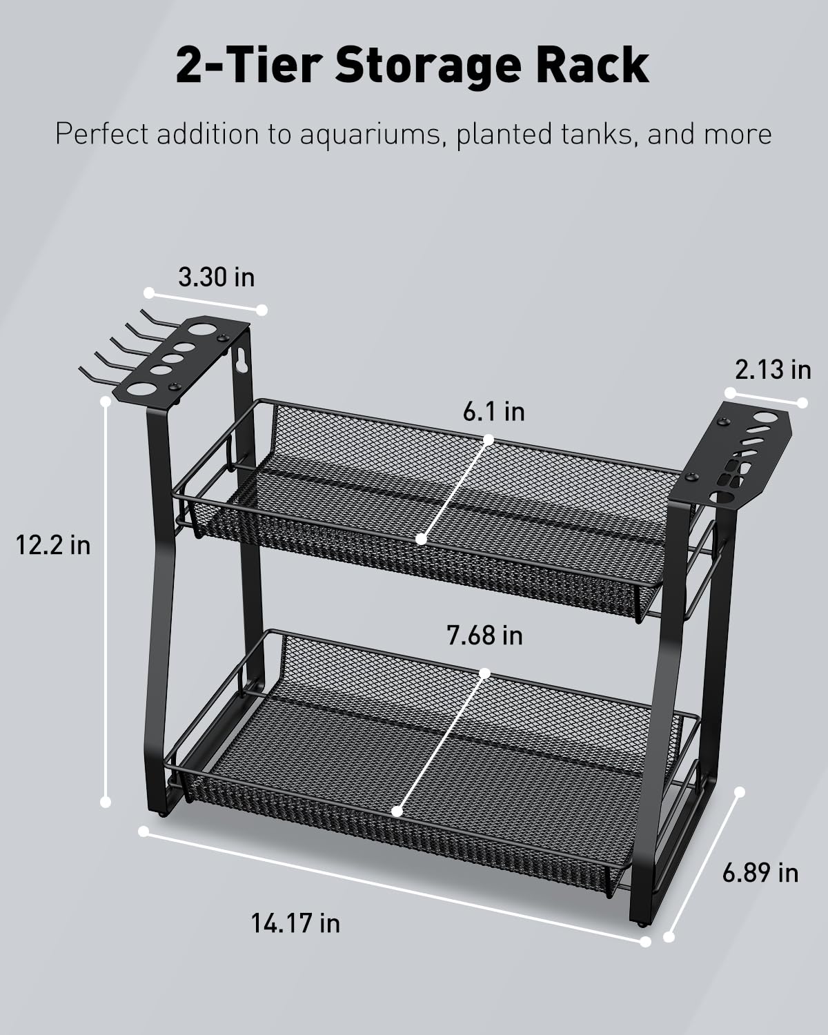 Pawfly Aquarium Tool Organizer Detachable Metal Fish Tank - Pawfly Official Imagery - 3