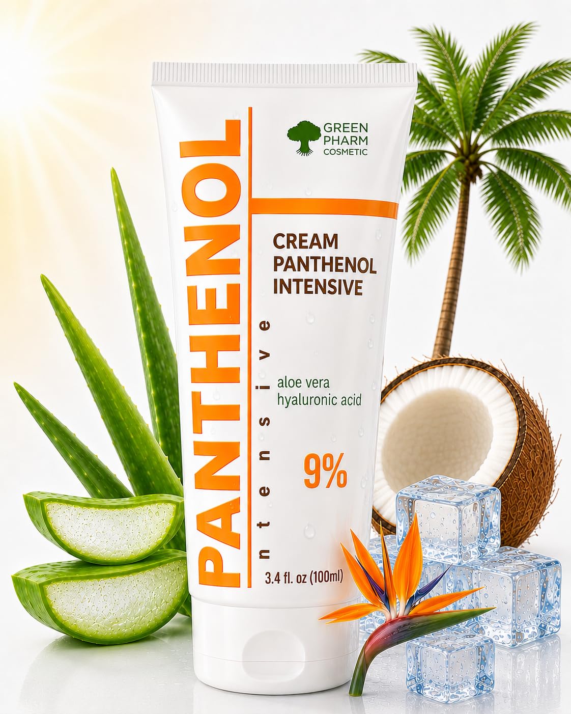 9% Panthenol Cream, After Sun Skincare & Redness Relief - Product Imagery