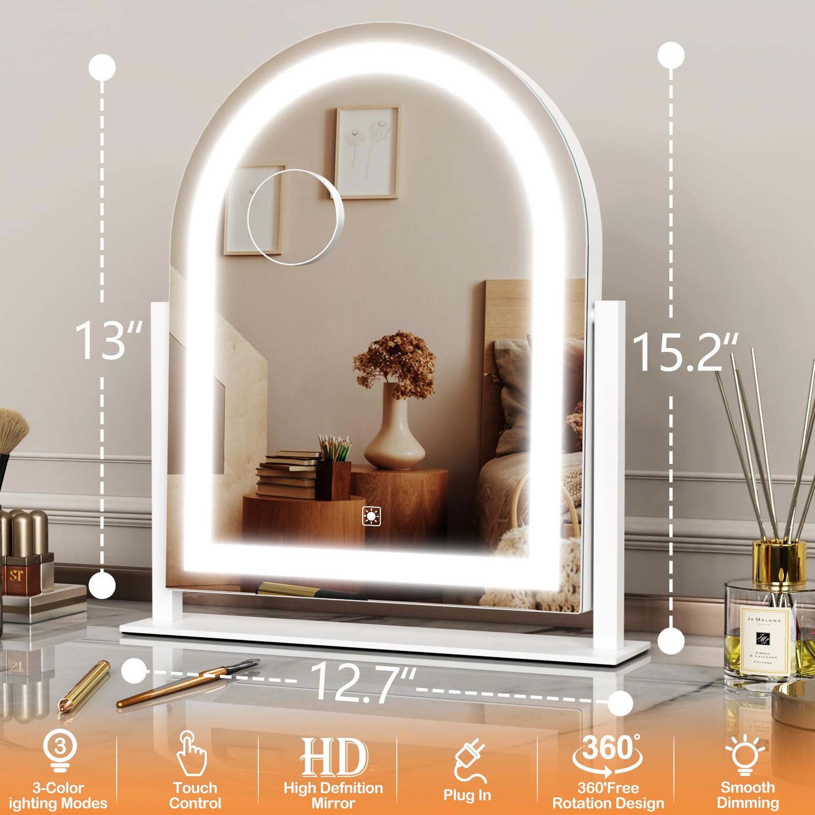 Gvnkvn Lighted Makeup Mirror, Hollywood Vanity Mirror with Lights, Three Color L - Gvnkvn Official Product View 3