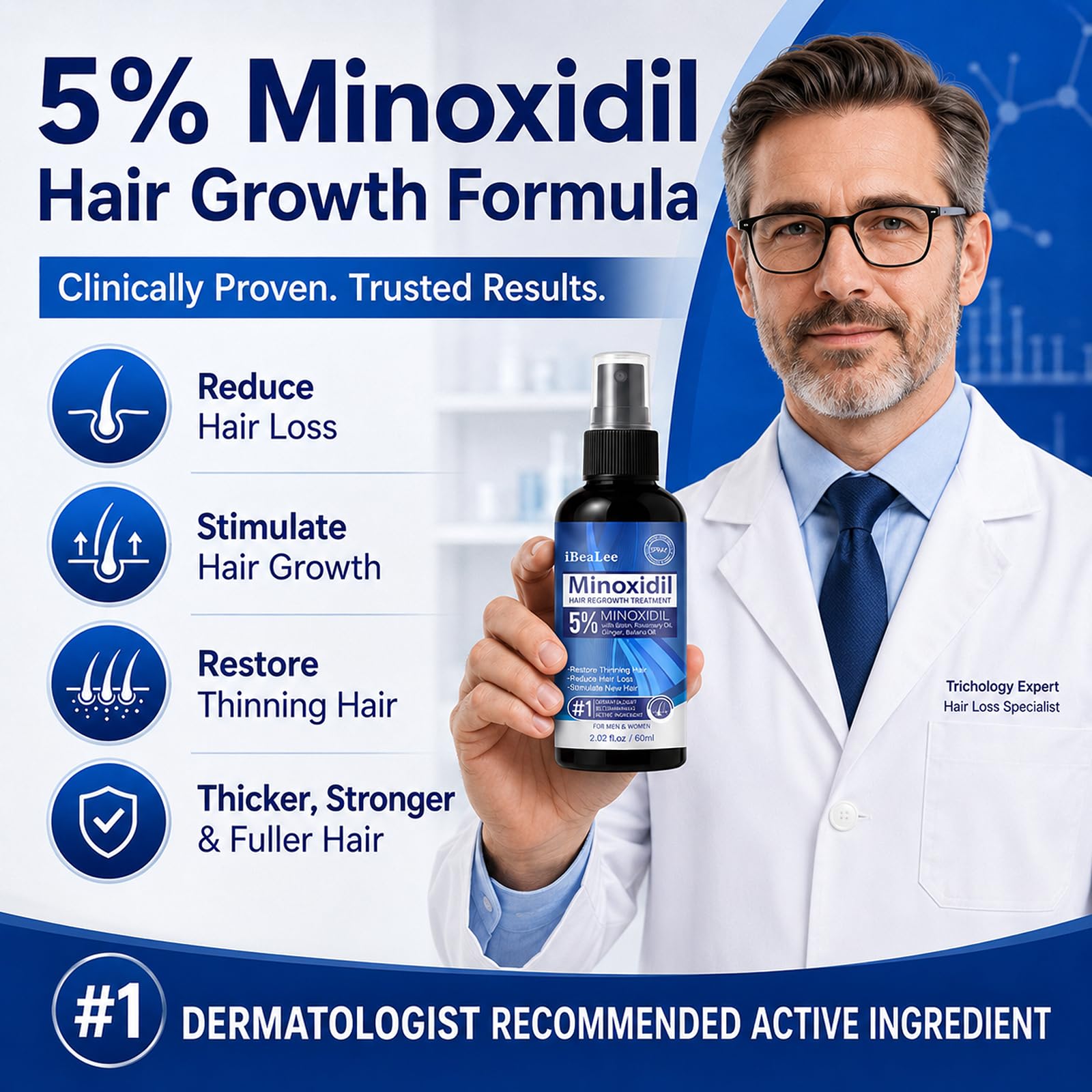 YUEJOIKL 5% Minoxidil and Women Hair Growth, Minoxidil Spray Hair Regrowth with - YUEJOIKL Official Product View 5