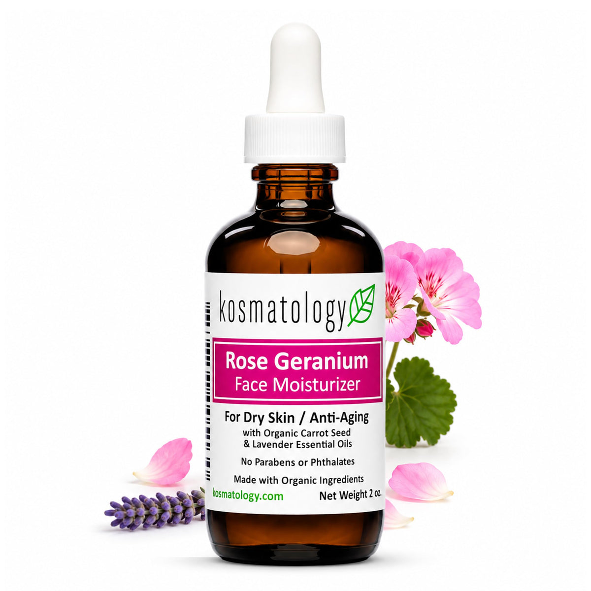kosmatology Rose Geranium Facial Moisturizer for Dry Skin - kosmatology Official Imagery - 2