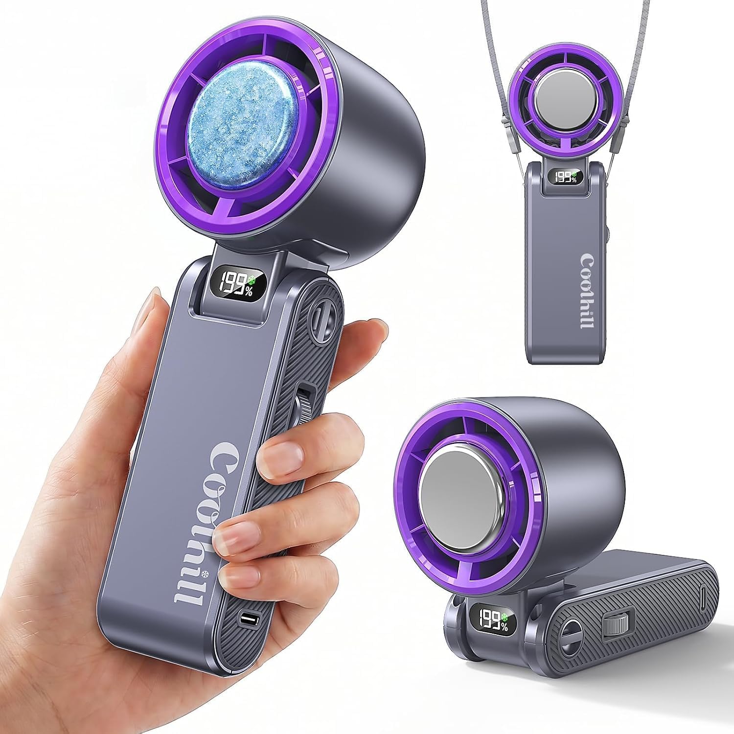 Coolhill Portable handheld Fan Clip-On Mini Fan 3000mAh 5-speed 1 by Coolhill - Angle View 10