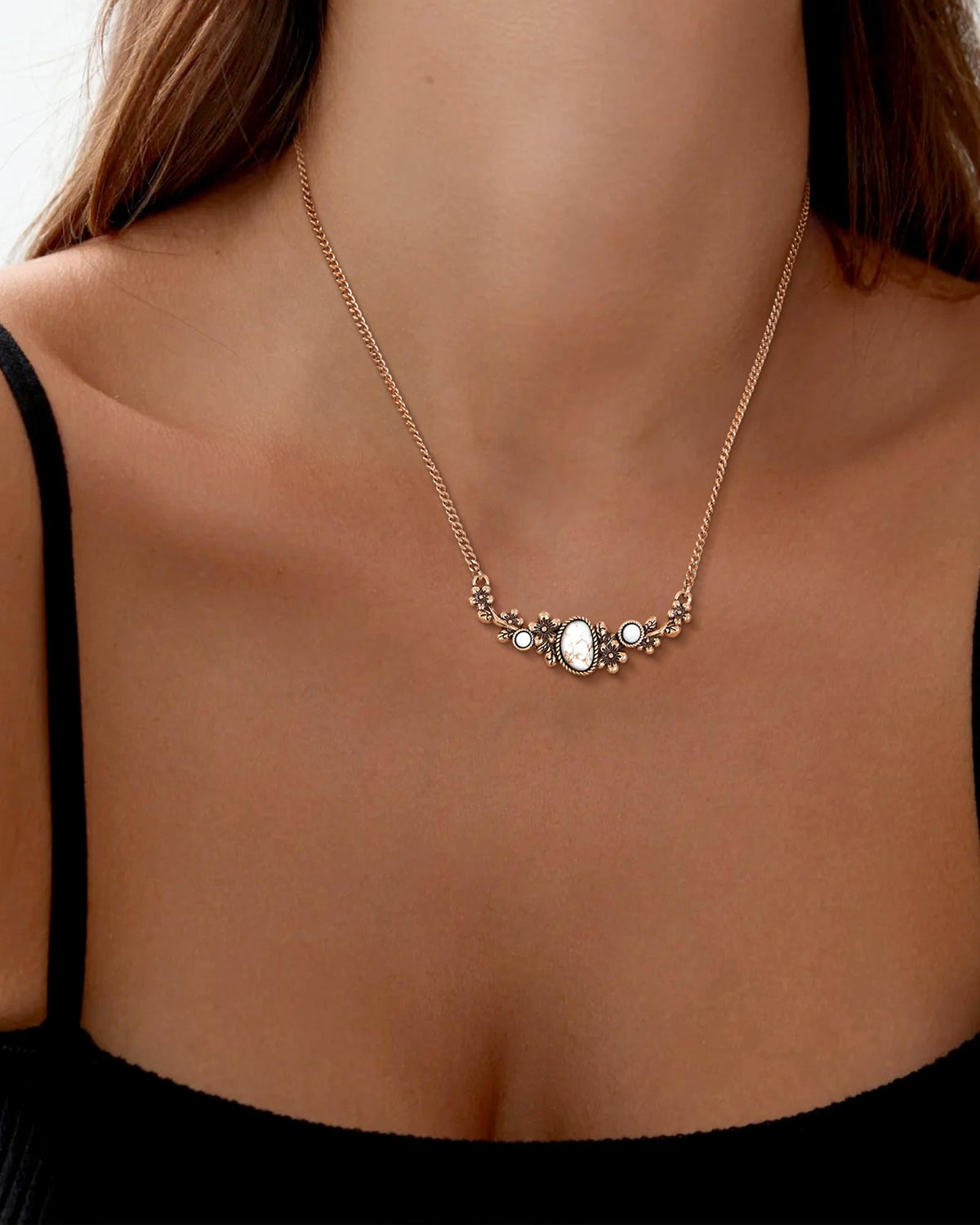 Wrangler Floral Stone Turquoise Necklace Turquoise Jewelry - Montana West Official Imagery - 5