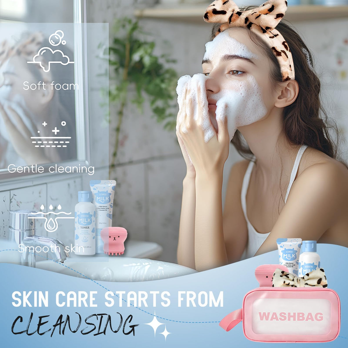 Milk Skin Care for Kids Ages 8 12 15 IN 1 Moisturizing - iYoway Official Imagery - 4