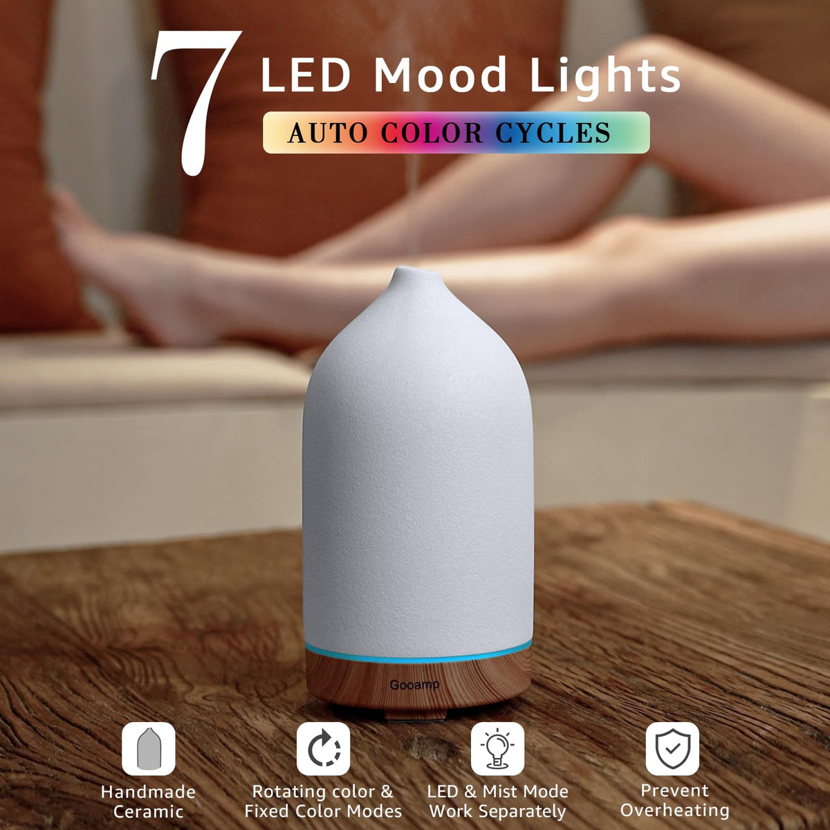 200ML Ceramic Essential Oil Diffuser for Home Stone Diffuser - Gooamp Official Imagery - 4