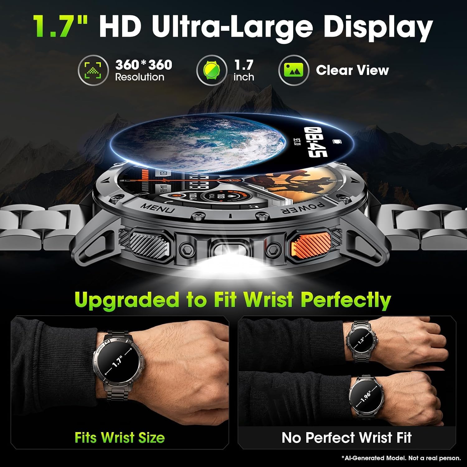 Haulvean Military Smart Watches for Men, 1.7" HD Smart Watch with Two - View 4