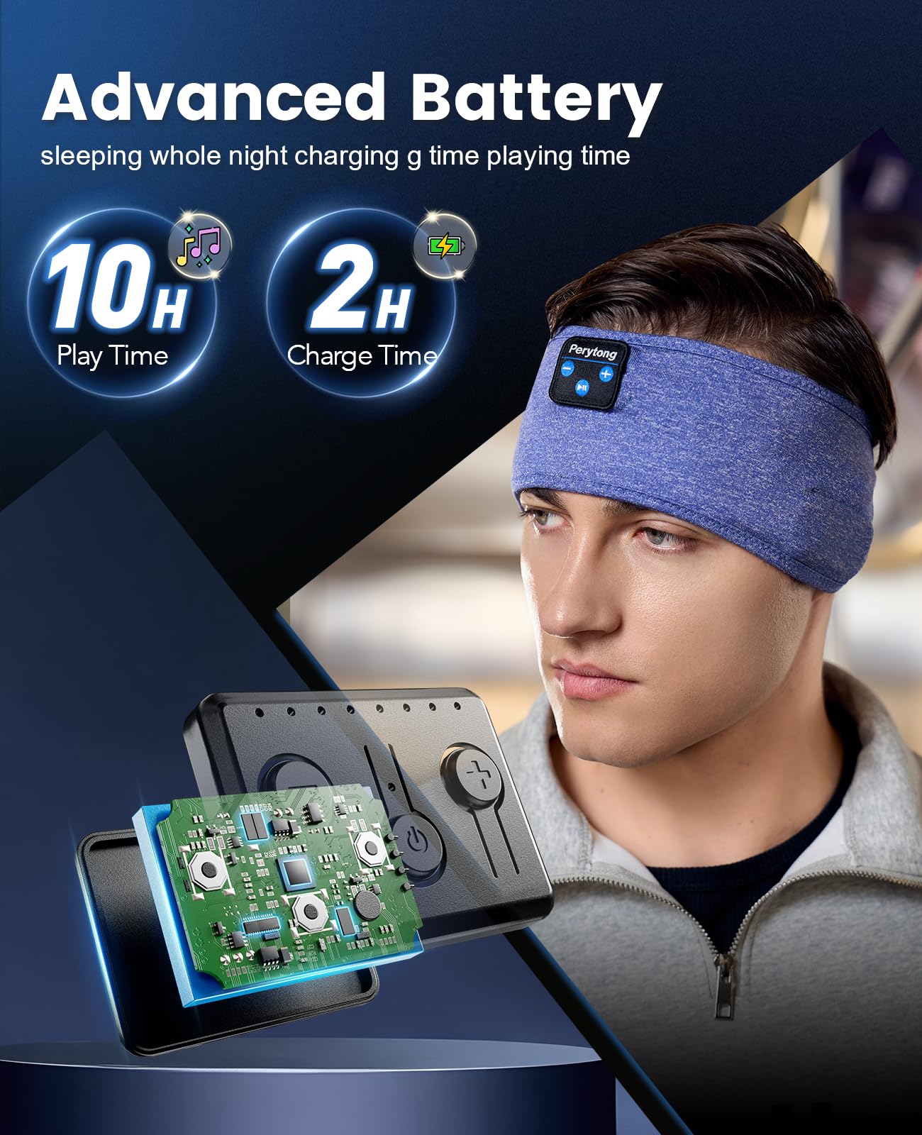 Perytong Sleep Headphones Bluetooth Sleeping Headband, Ultra-Soft for - View 6