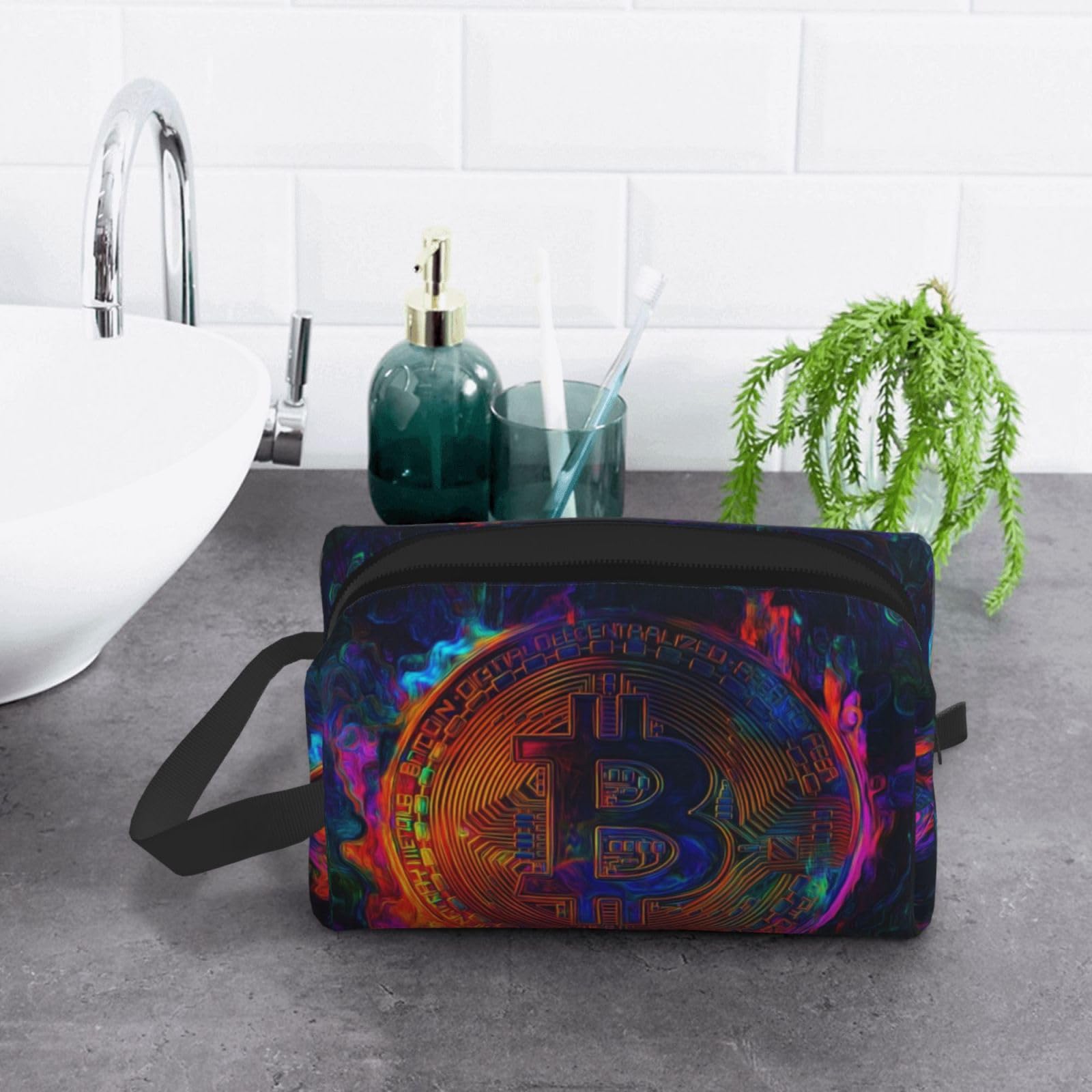 SXZVVBN Colorful Coins Large Capacity Travel Toiletry Bag Durable Oxford Cloth Makeup Organizer Cosmetic Pouch