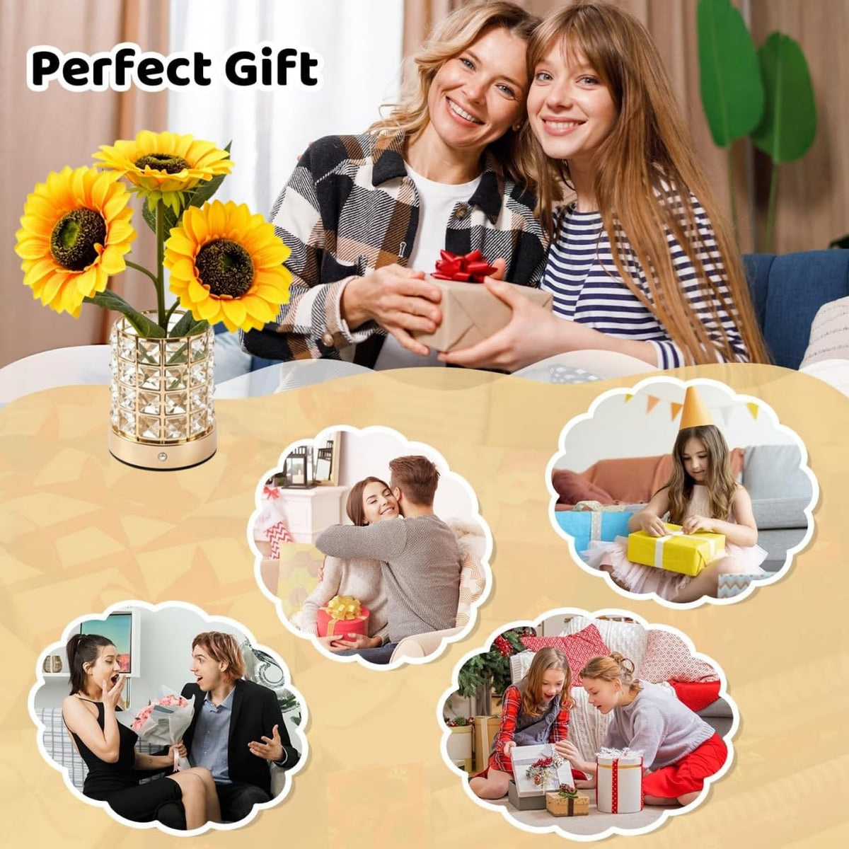 Sunflower Lamp 4000mAh Rechargeable Cordless 3 Color Touch - Komothala Official Imagery - 8