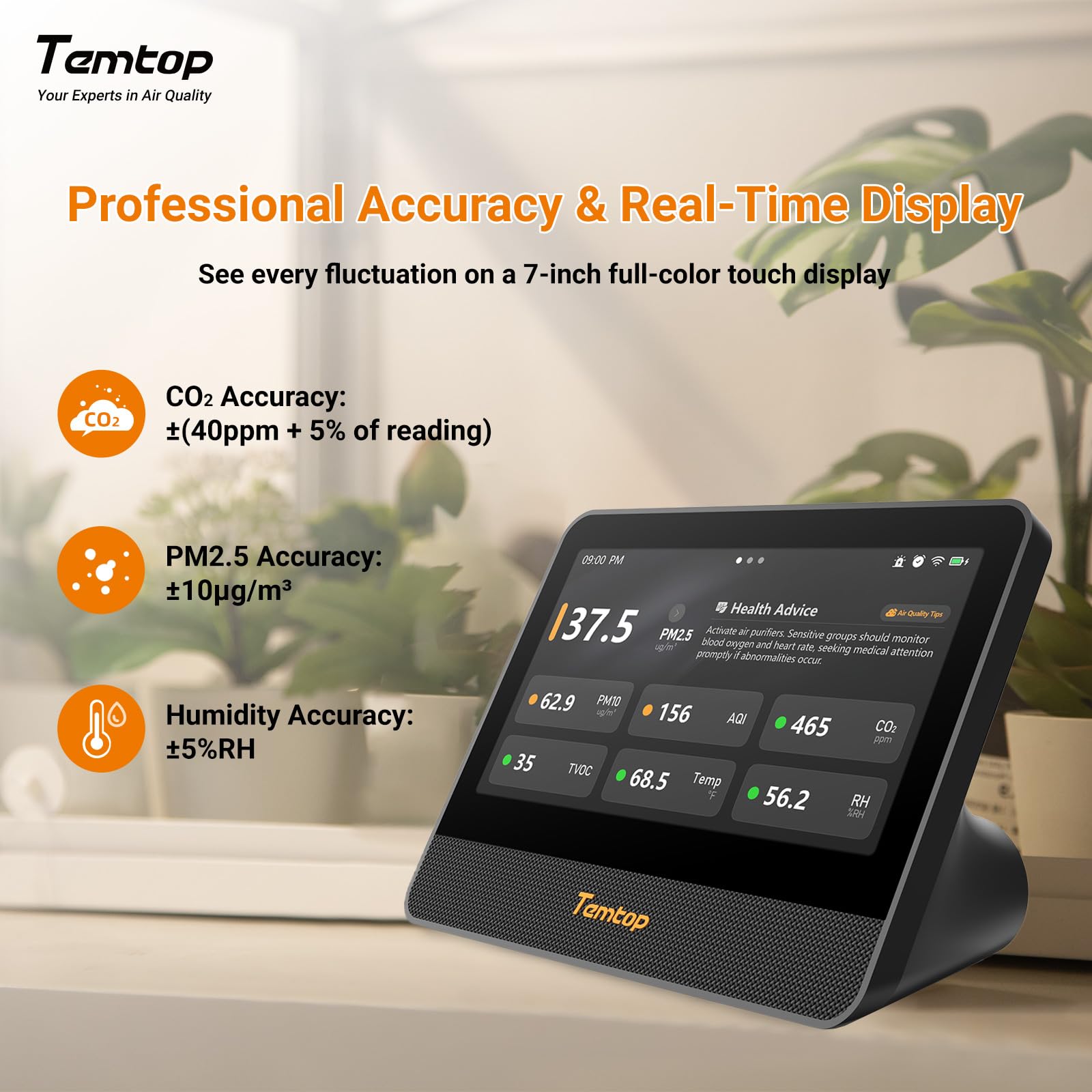 Temtop M100 2nd Gen WiFi Air Quality Monitor 7-in-1