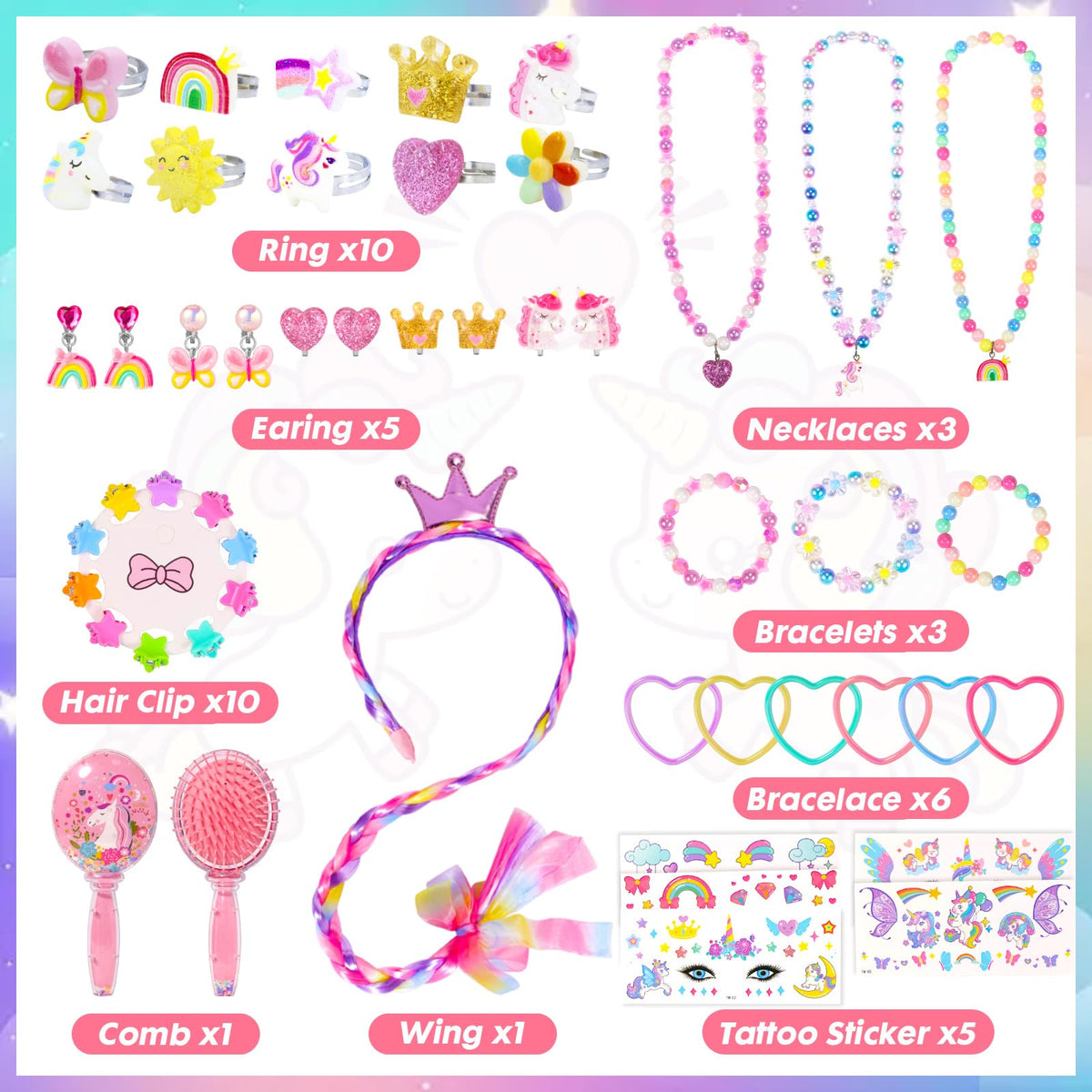 Unicorn Kids Jewelry for Girls Toddler Princess Dress Up Set - PinkSheep Official Imagery - 5