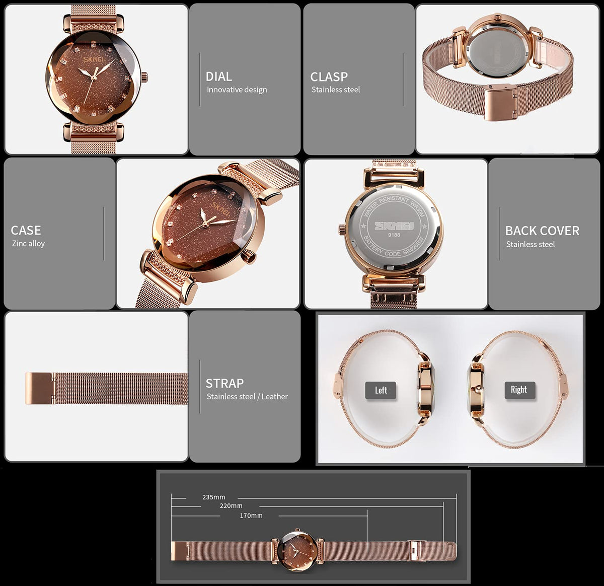 Gosasa Elegant Womens Quartz Watch Crystal Dial Stainless - Gosasa Official Imagery - 7