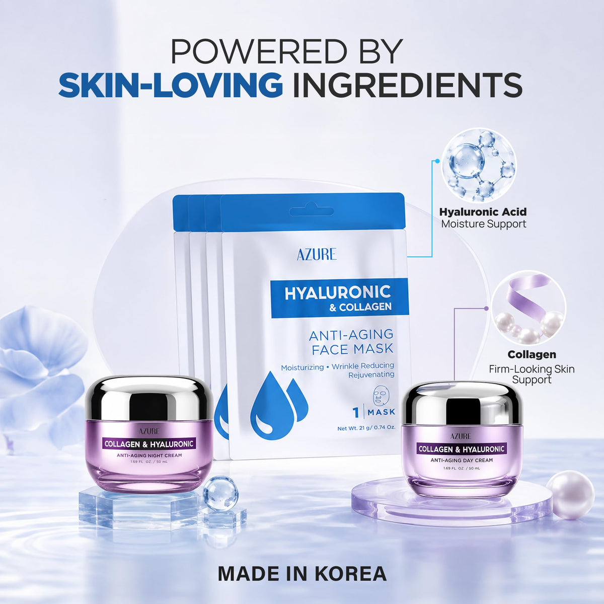 Azure Hyaluronic Acid Collagen Korean Skin Care Set - Azure Cosmetics Official Imagery - 3