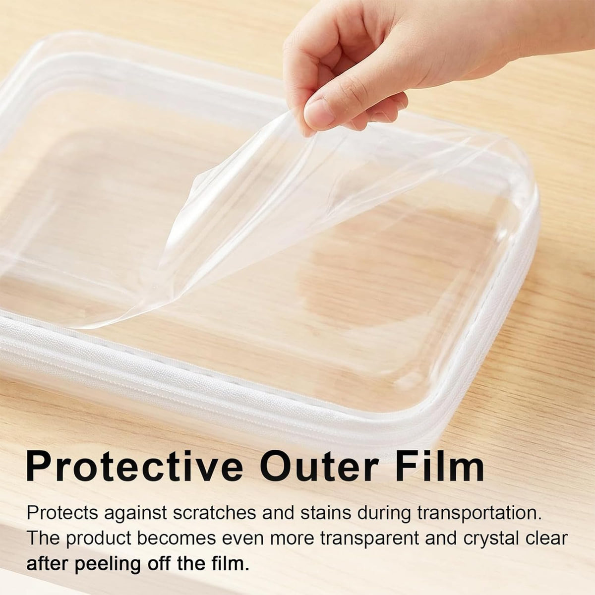 Clear Hard Shell Zipper Case Transparent Cosmetic Bag - JJYYC Official Imagery - 5