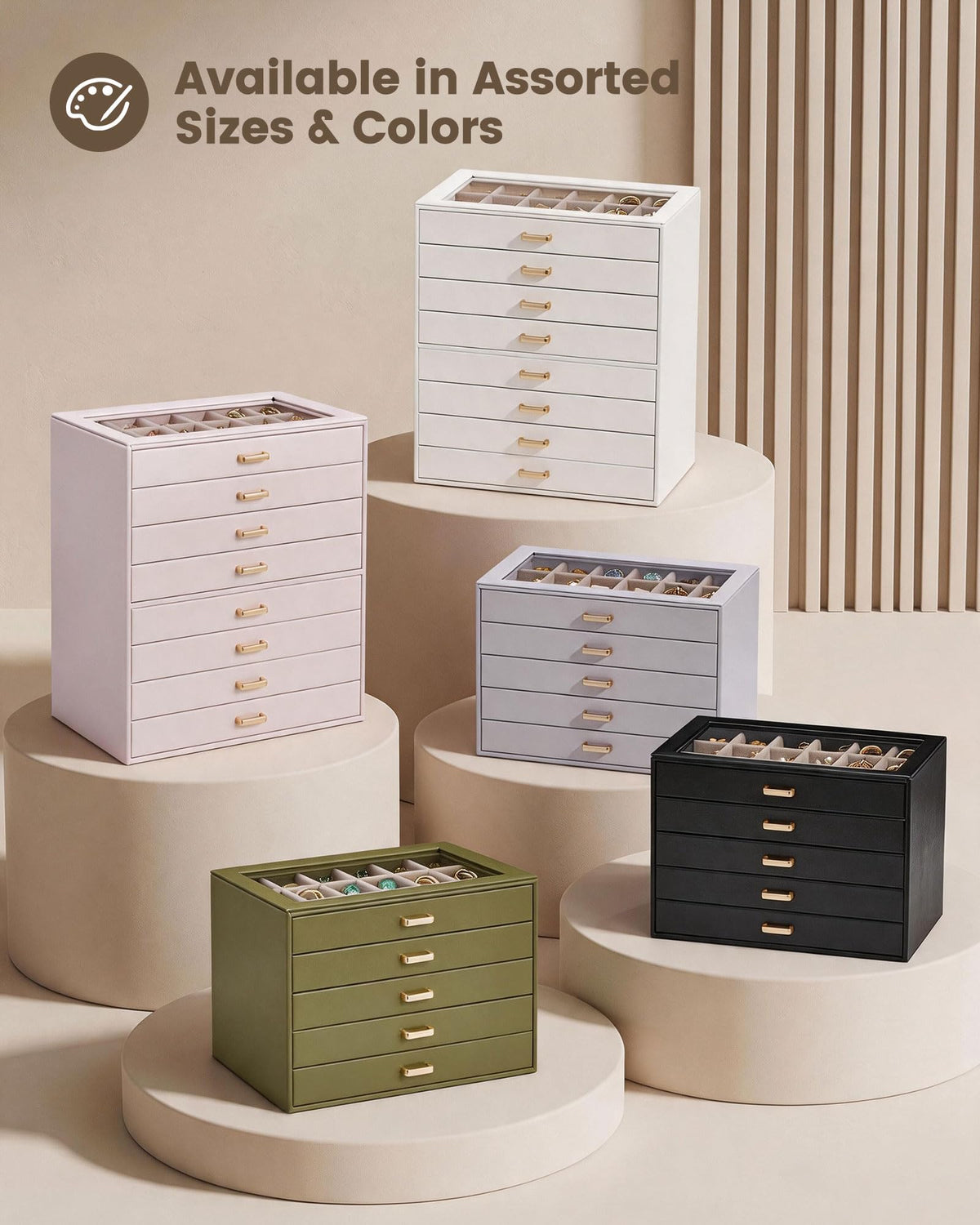 Lolalet Earring Organizer Jewelry Box with Clear Lid Beige 5 - Lolalet Official Imagery - 7
