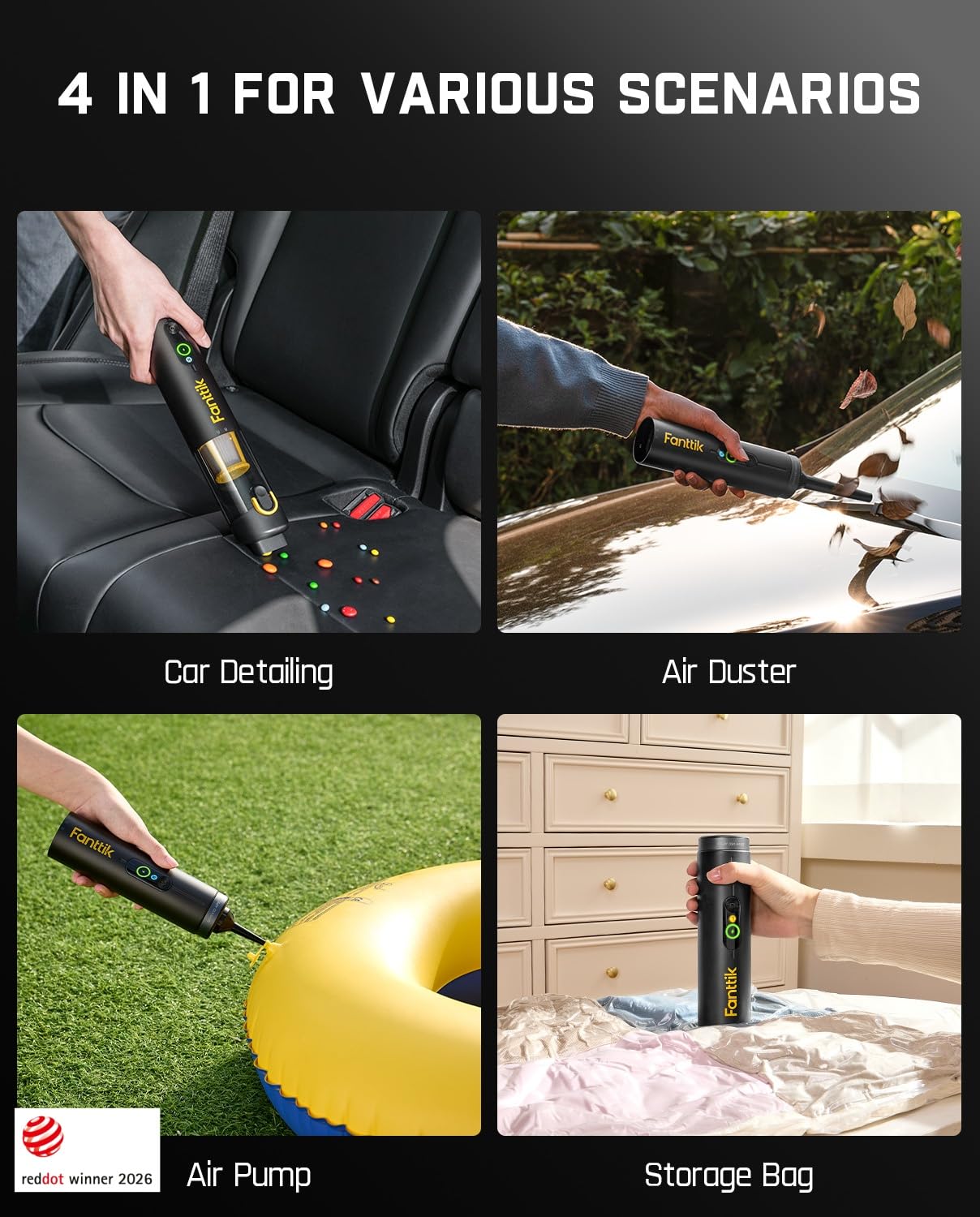 Fanttik Slim V10 APEX Cordless Car Vacuum, 4-in-1 Portable Mini H - Fanttik Official Product View 2