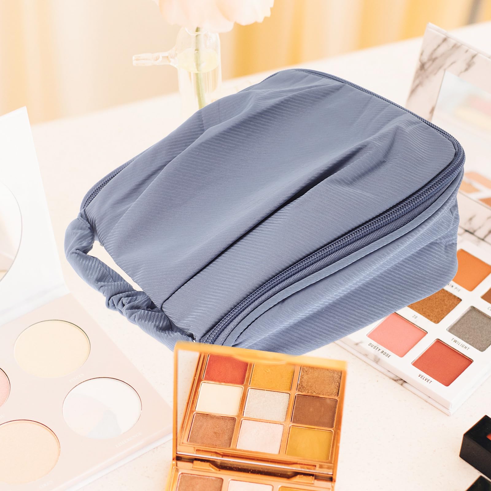 BIUDECO Travel Toiletry Bag Large Waterproof Cosmetic Organizer Makeup Pouch with Handle for Women, Spacious Travel Toiletry Storage Bag for Bathroom and Trip Use, Blue